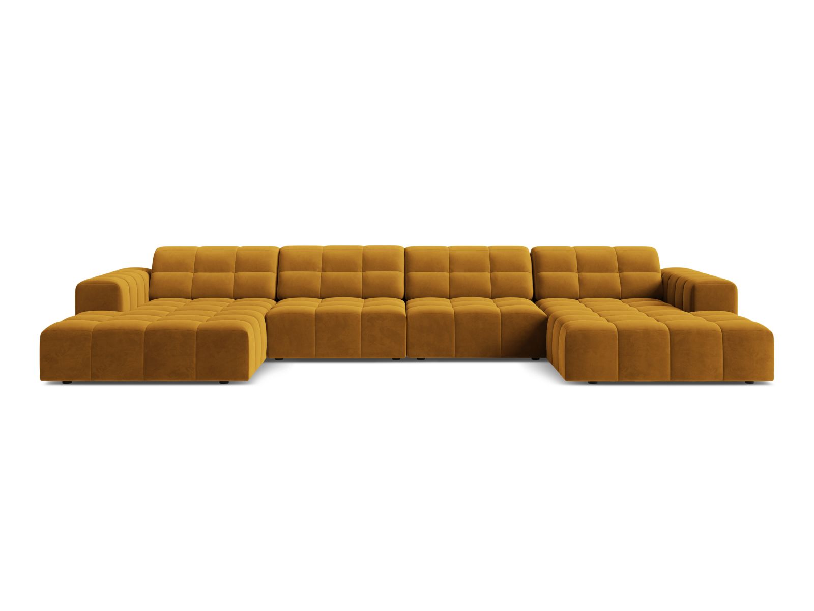 Sofa aksamitna panoramiczna 6-osobowa JENNIFER żółty Bluvel – Micadoni