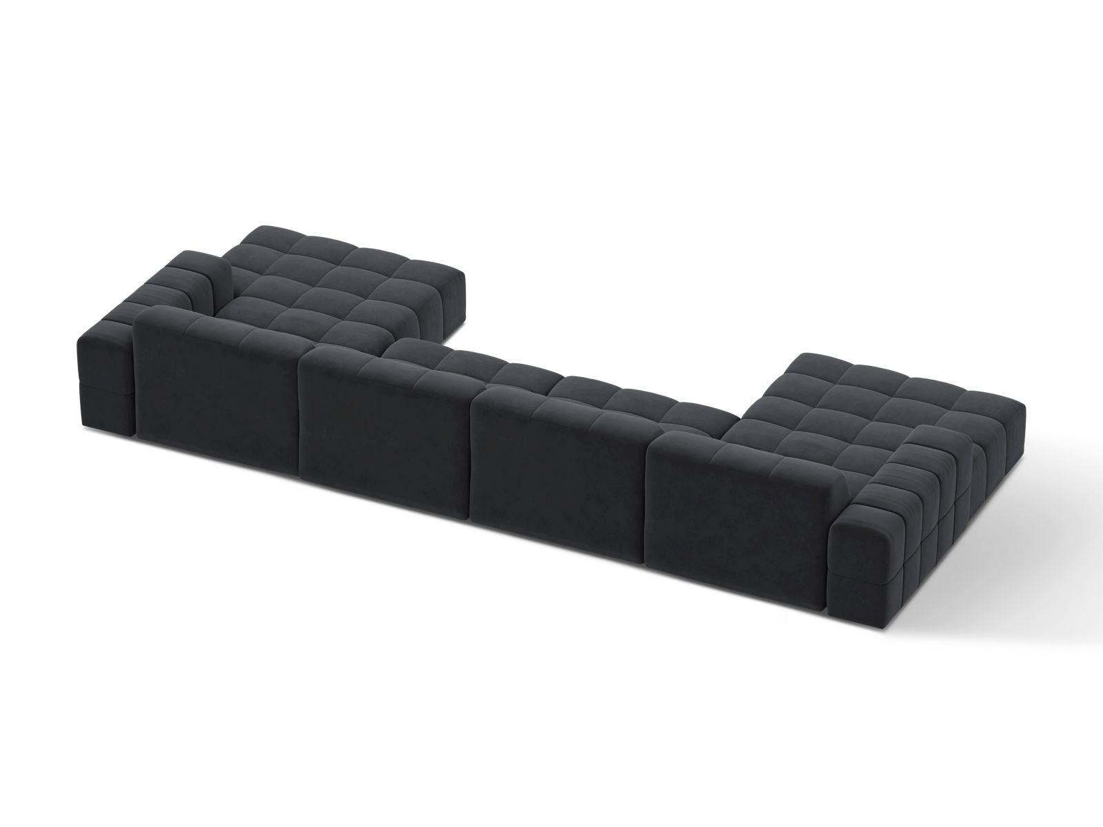 Sofa aksamitna panoramiczna 6-osobowa JENNIFER szary Bluvel – ujęcie tylne