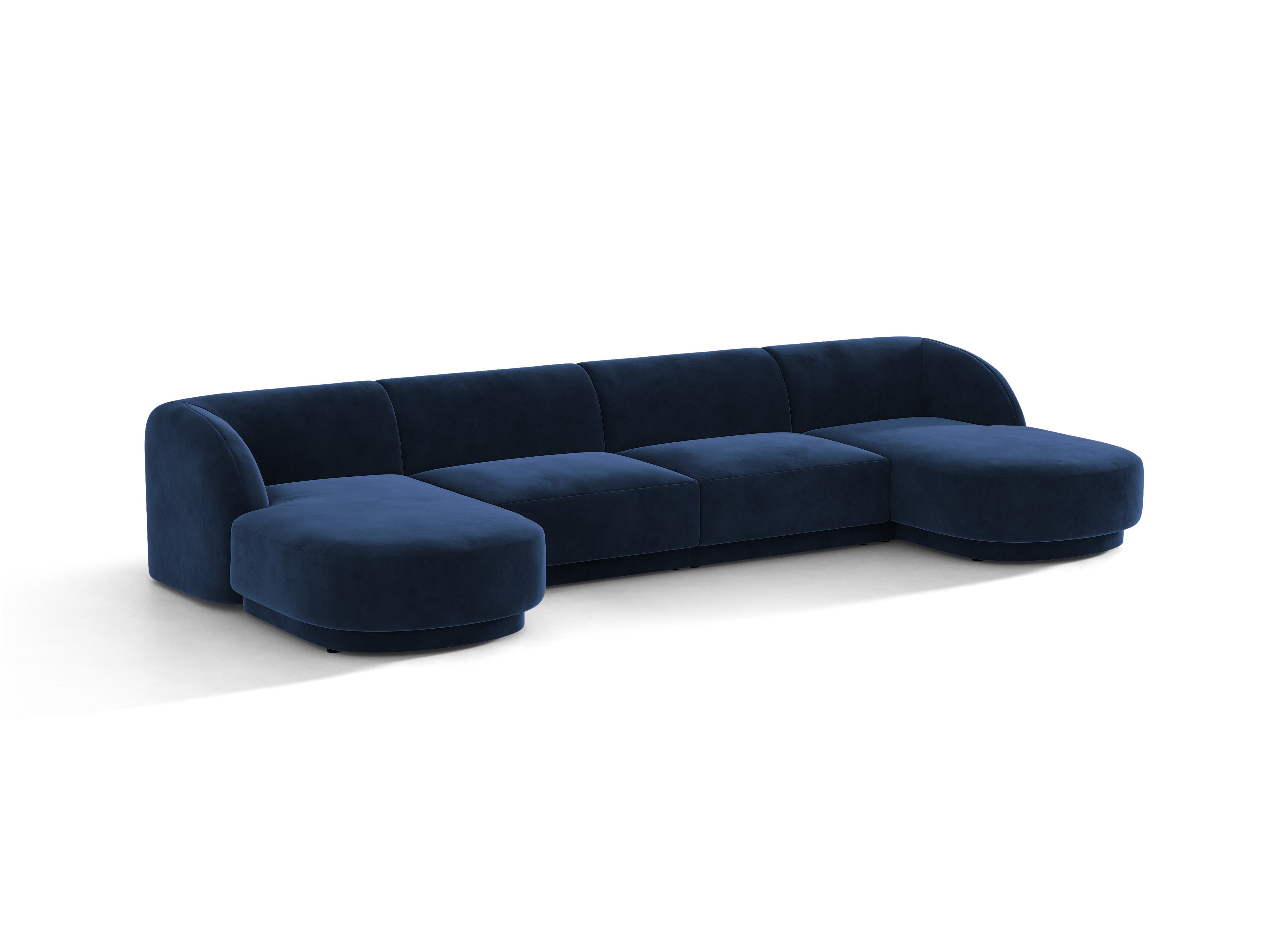 Samt-Ecksofa für 5 Personen MILEY in Marineblau