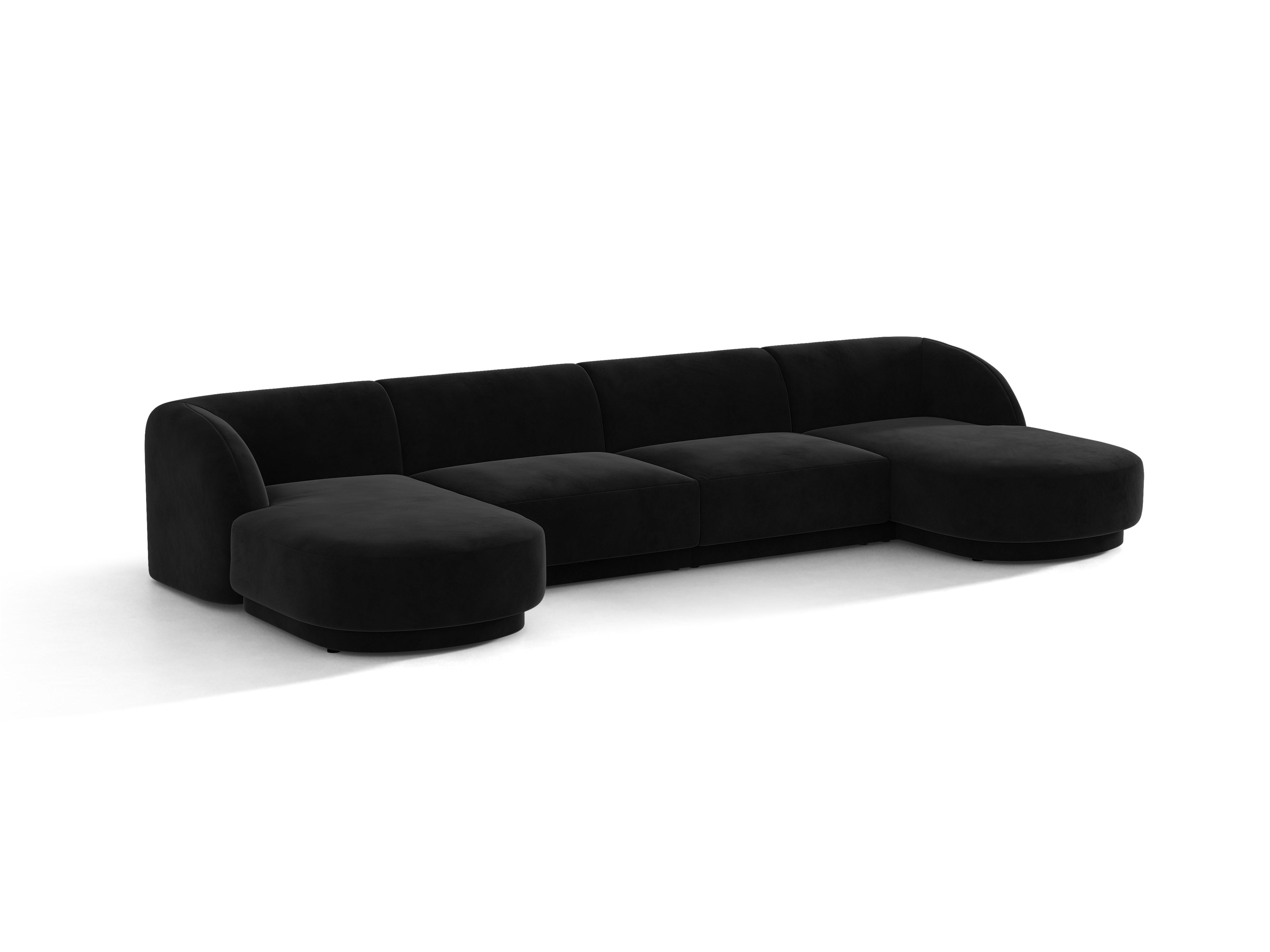 Samt-Ecksofa für 5 Personen MILEY schwarz