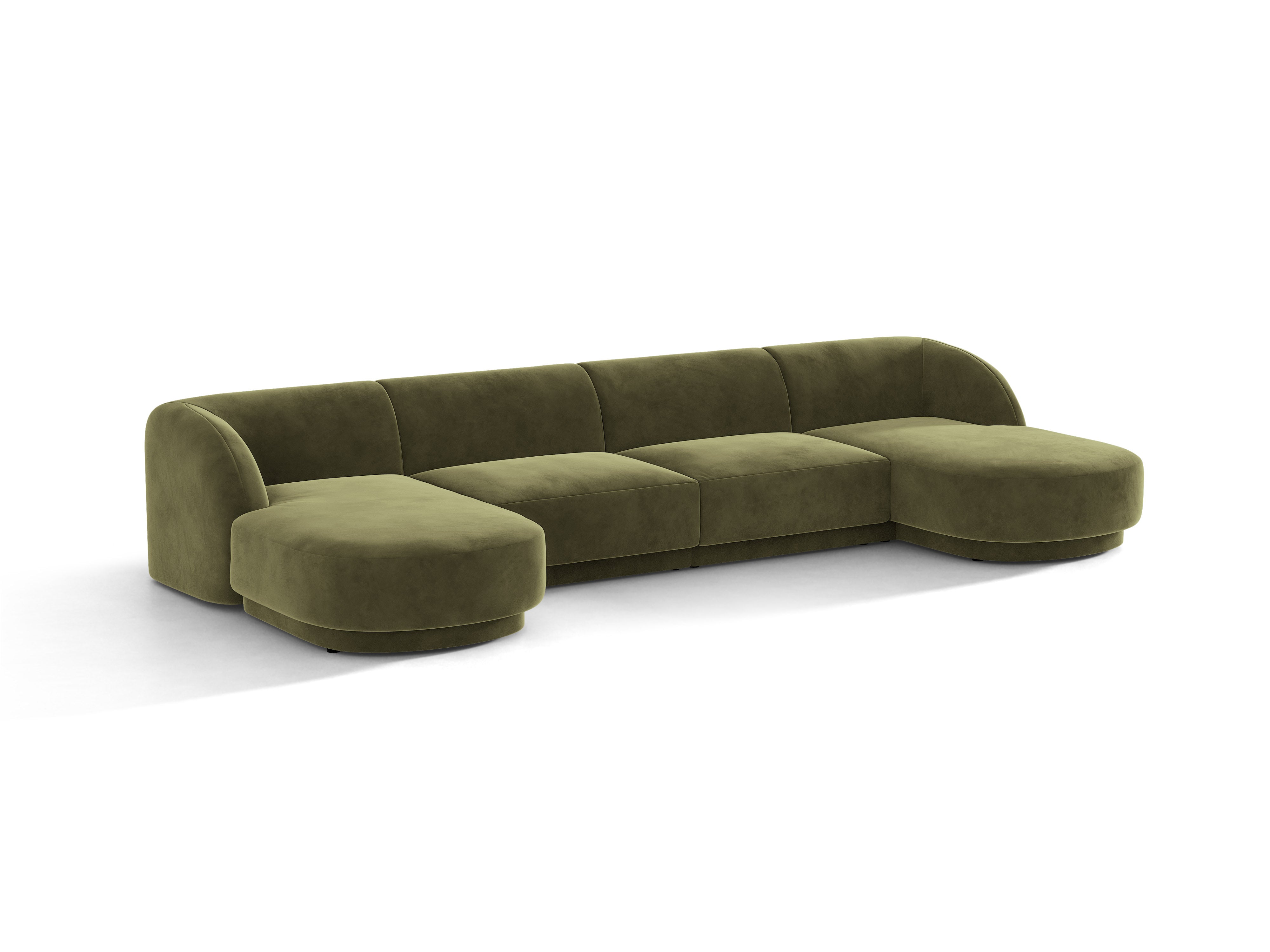 Narożnik aksamitny panoramiczny 5-osobowy MILEY zielony – sofa narożna