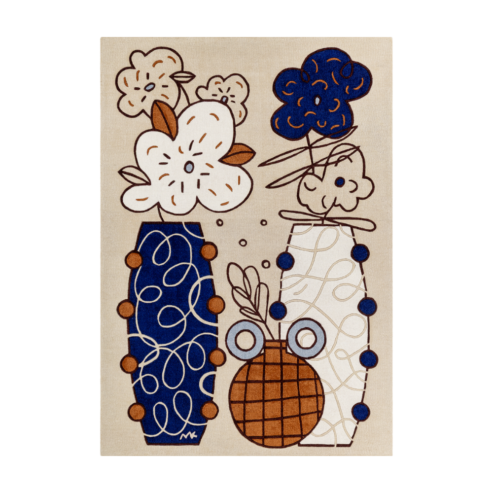 FLORENCE Beige Rug with Navy and Brown