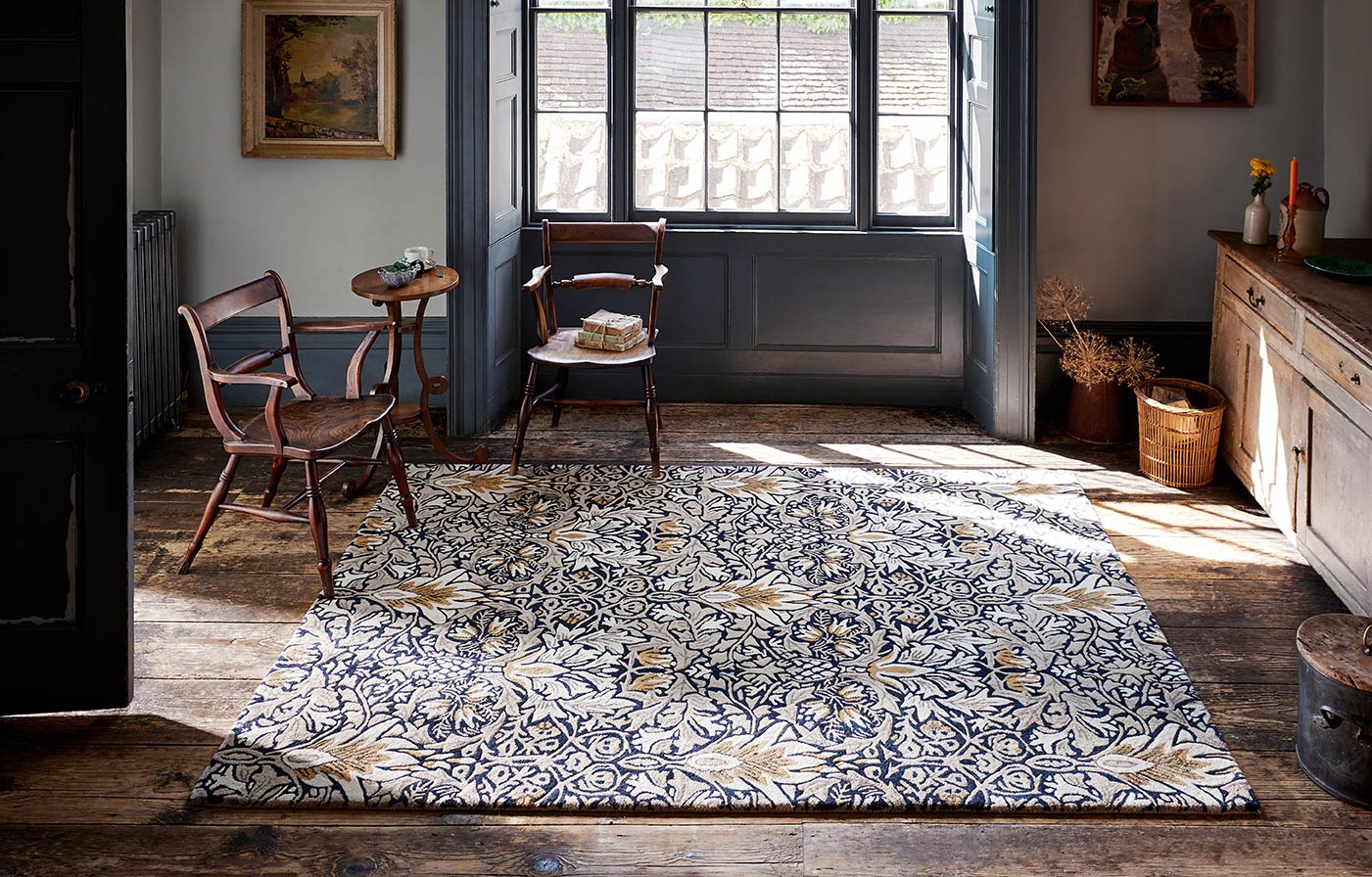 Snakeshead Indigo beige-navy blue rug