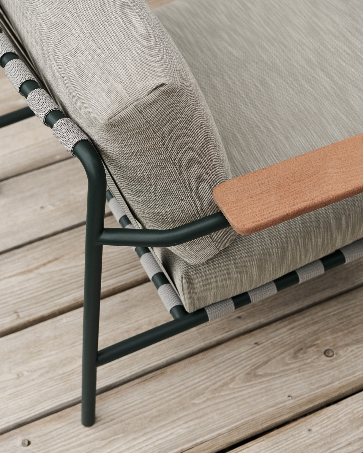 2-Seater Outdoor Sofa with Armrests SETTLE Gray with Green Base