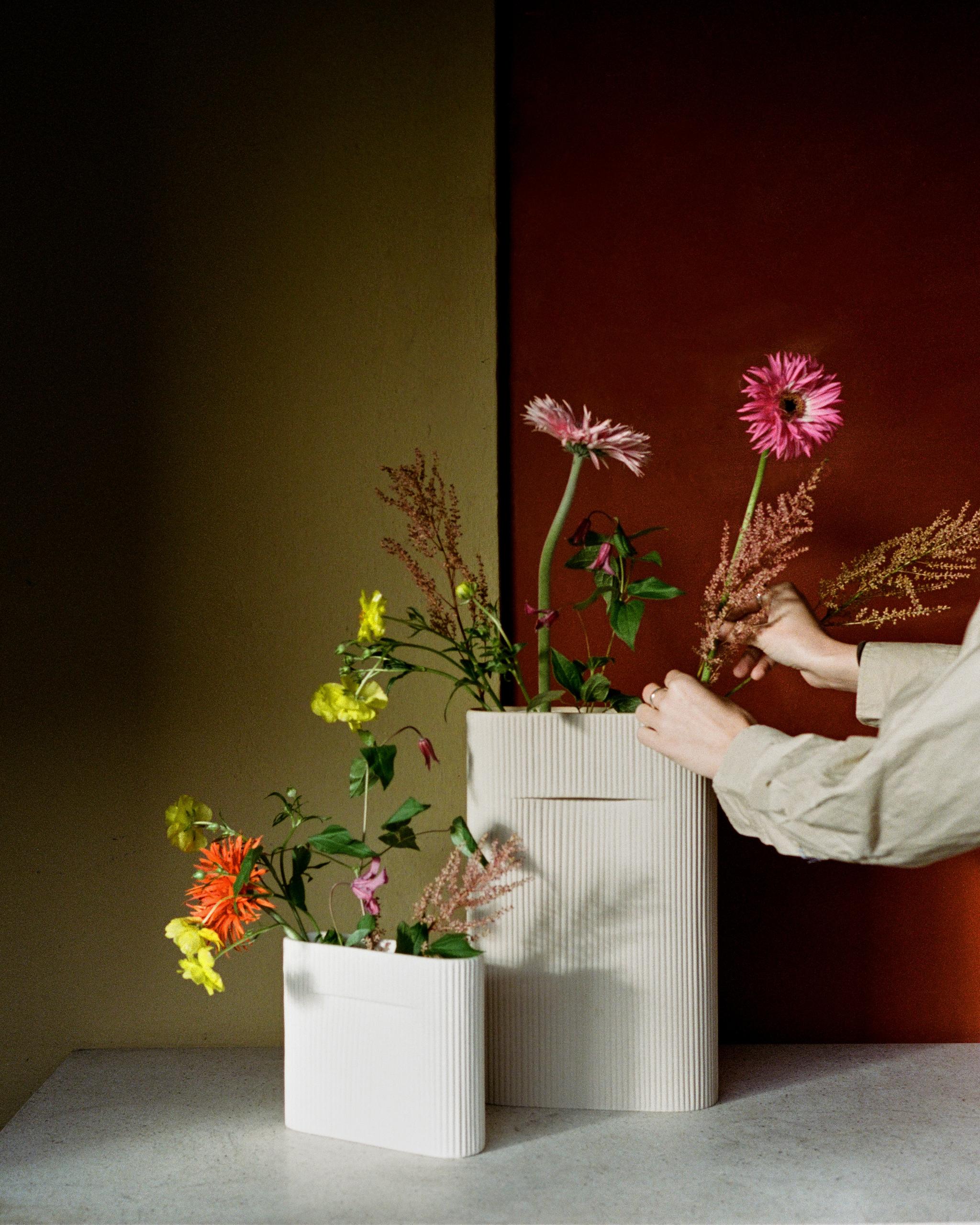 Vase aus Keramik RIDGE beige