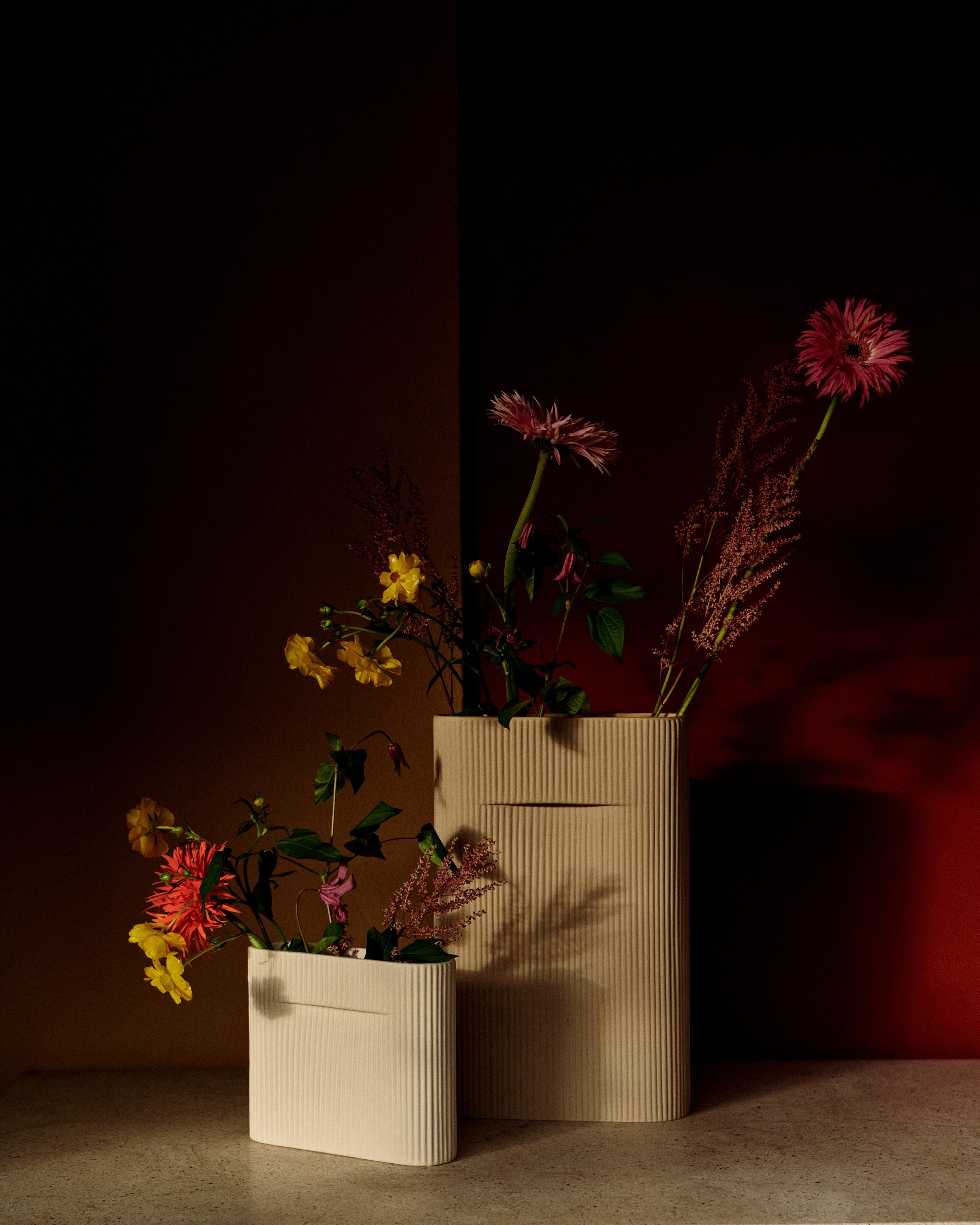 Vase aus Keramik RIDGE beige