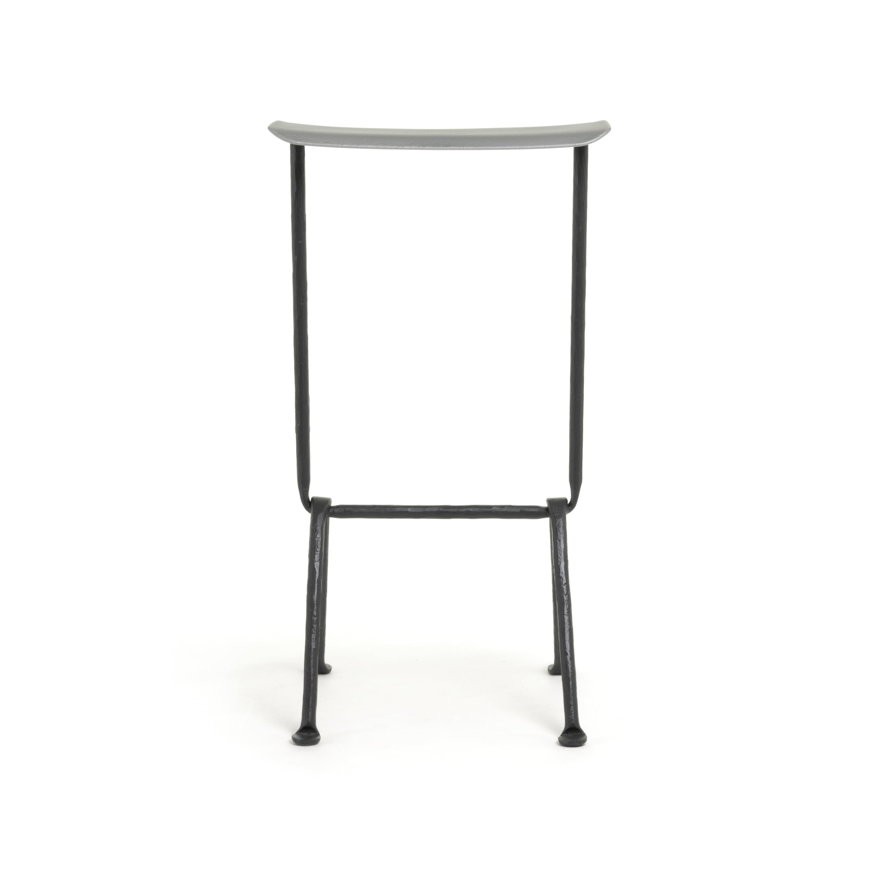 OFFICINA bar stool with anthracite base and metallic seat