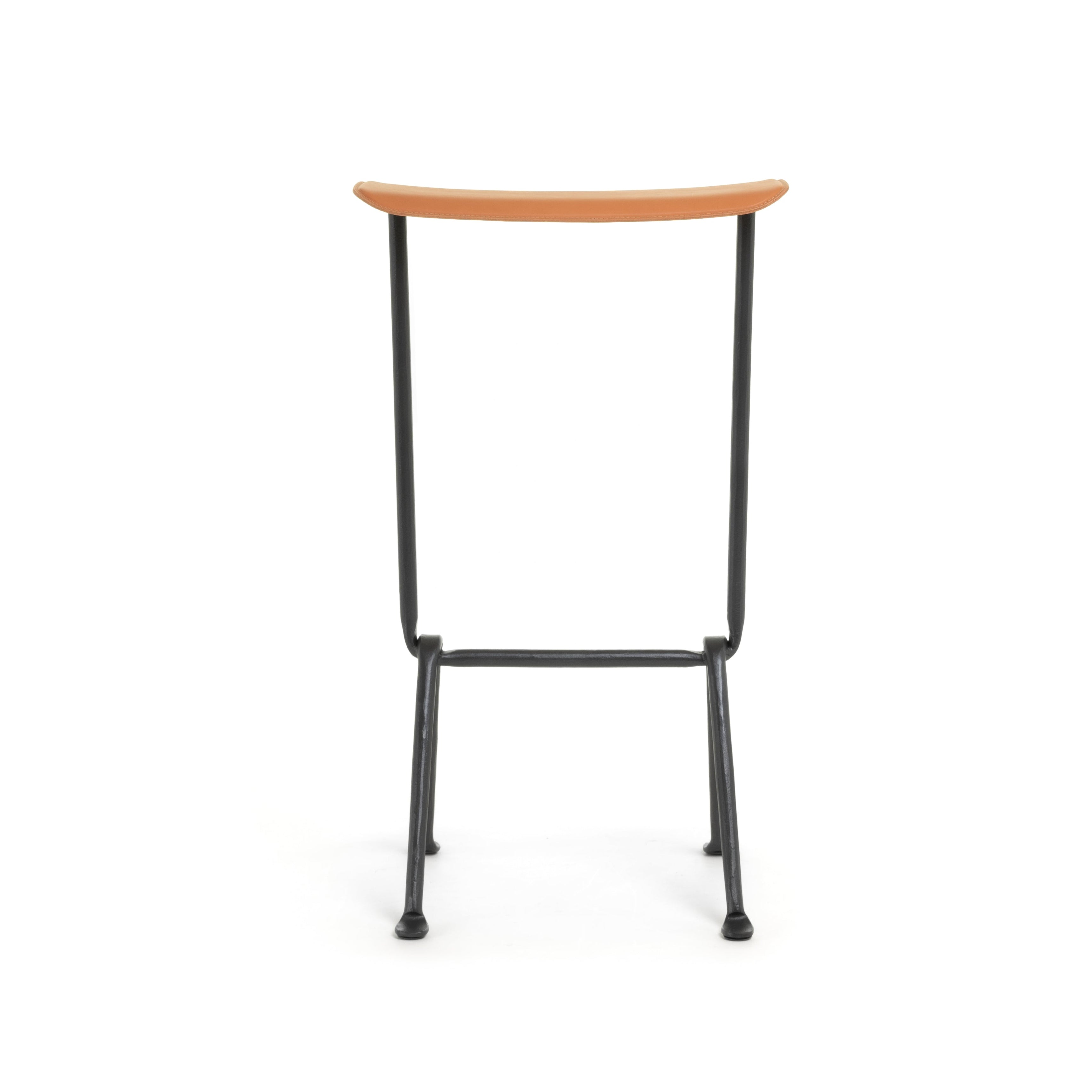 OFFICINA Barhocker, anthrazitfarbenes Gestell, Sitzfläche aus cognacfarbenem Leder