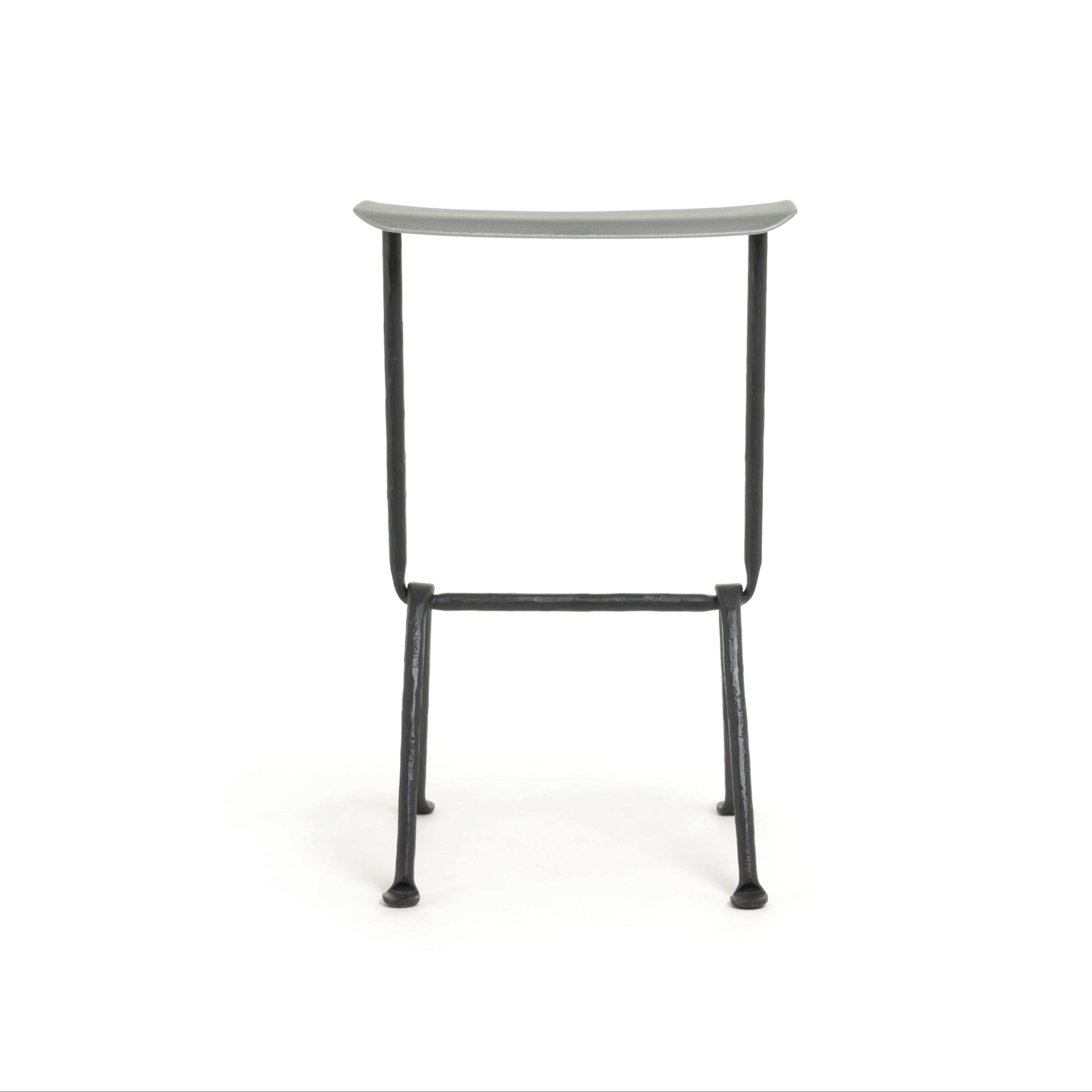 OFFICINA bar stool with anthracite base and metallic seat