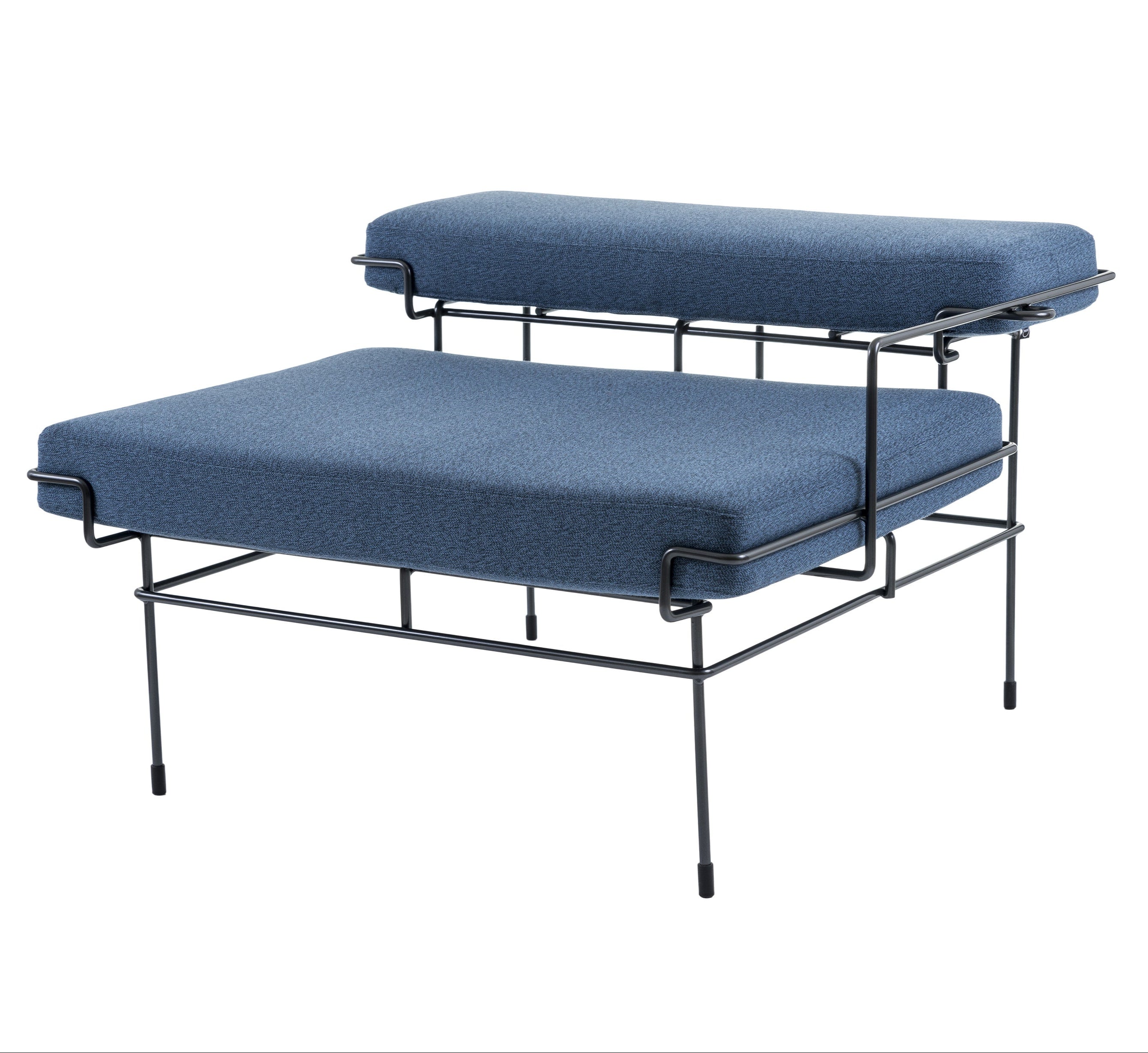 TRAFFIC gepolsterter Pouf mit Rückenlehne und schwarzem Stahlgestell