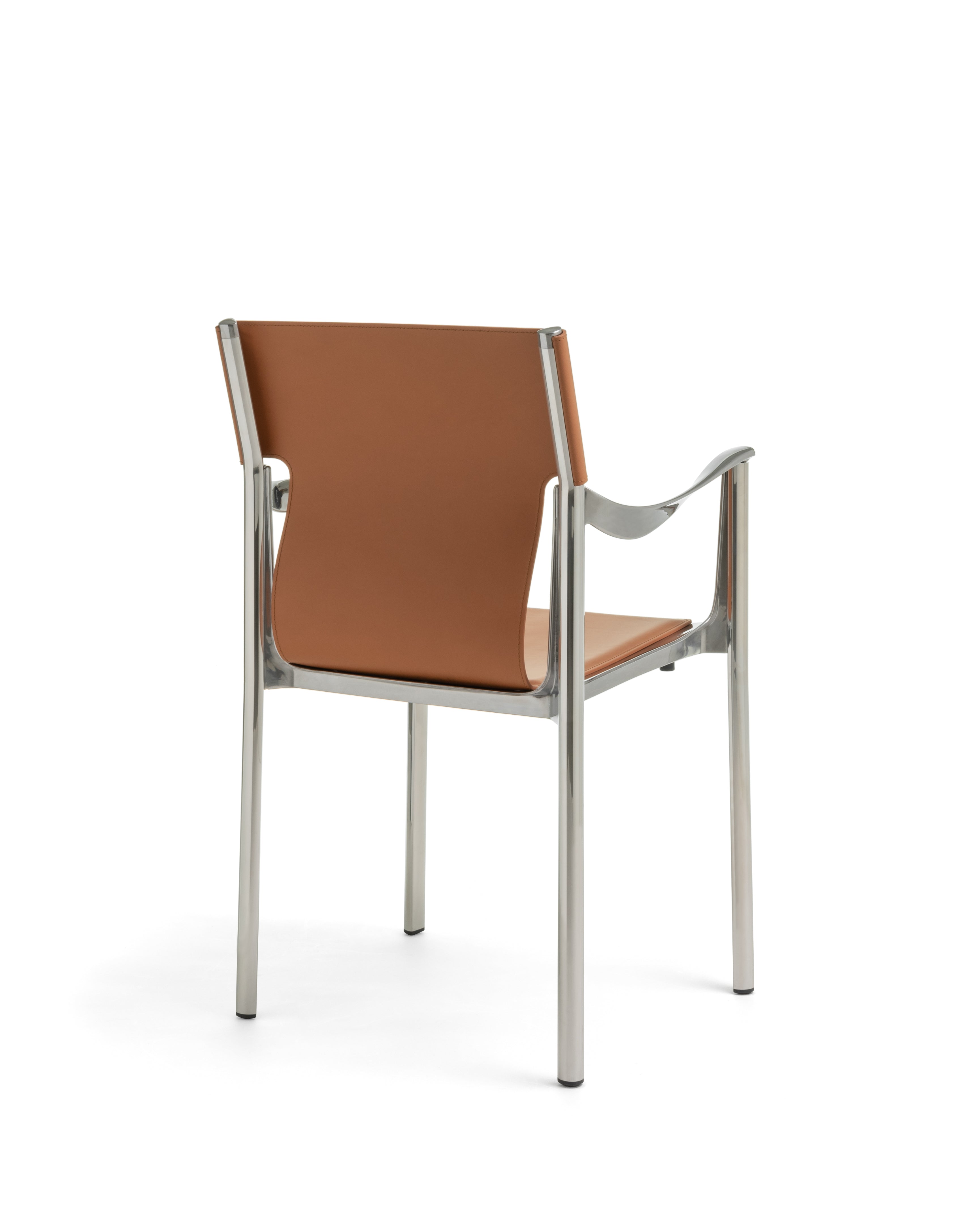 VENICE chair in cognac leather with a polished base