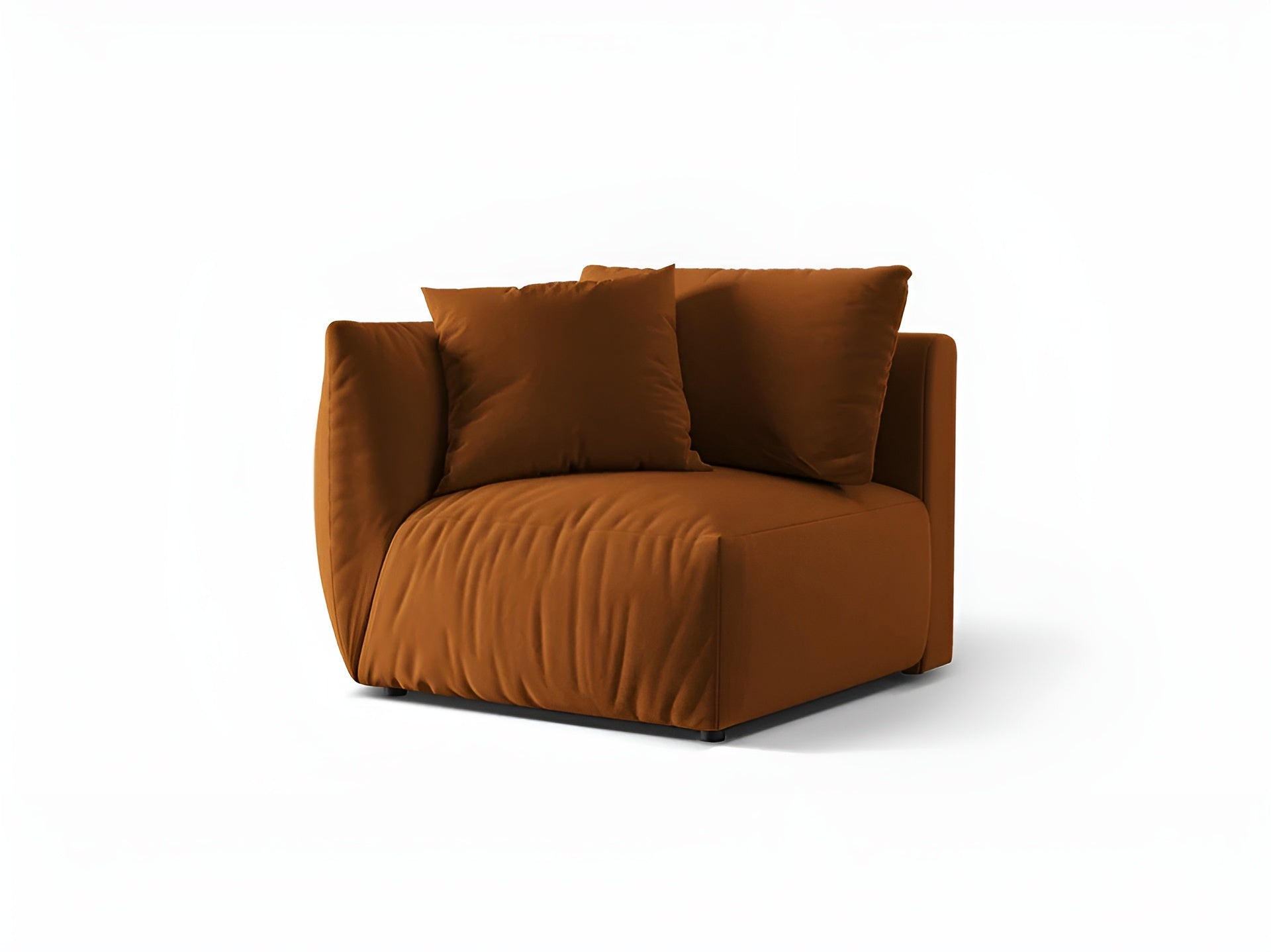 Modulares Samtsofa CHRIS - linkes Element Terrakotta
