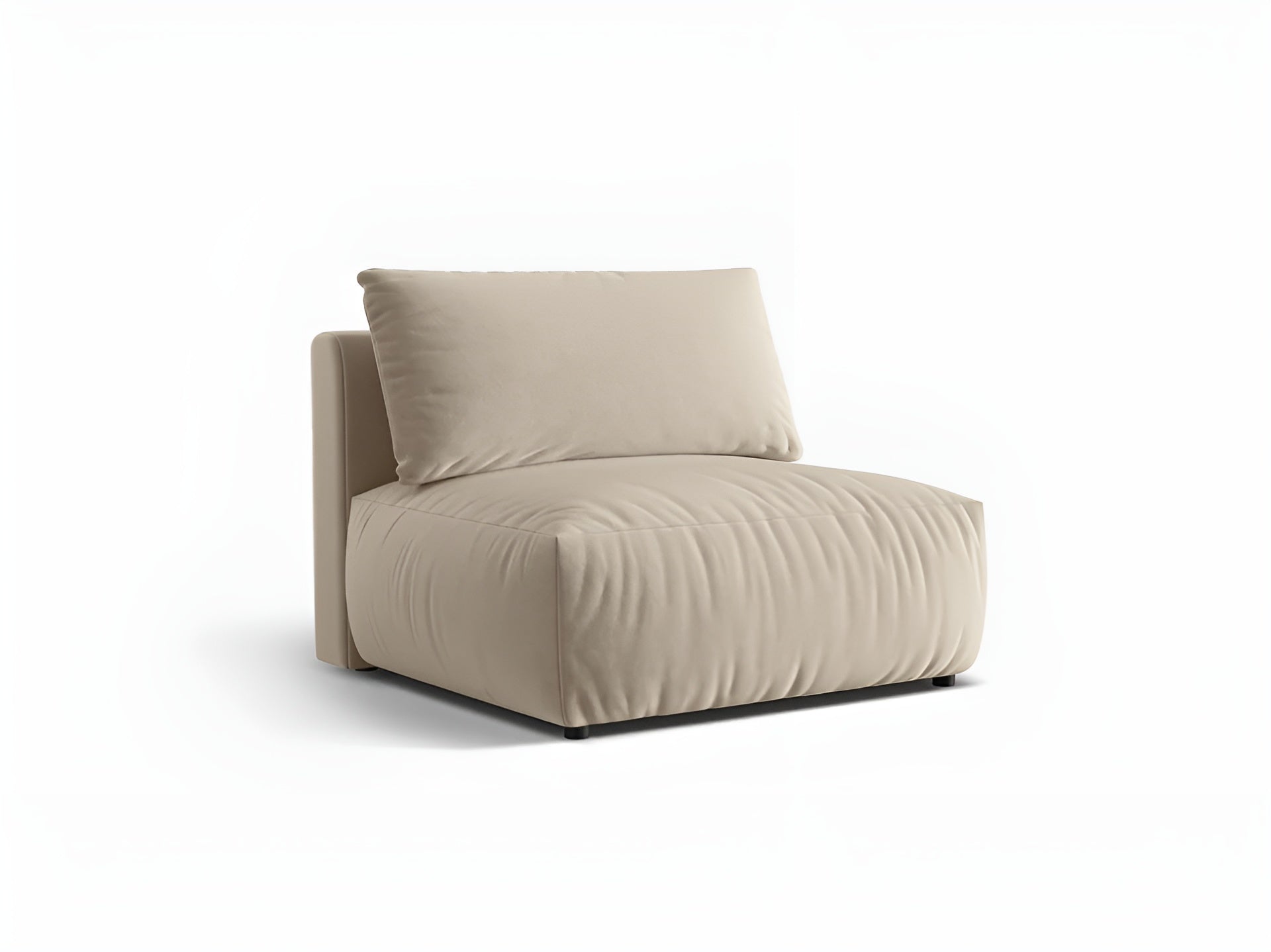 Modulares Samtsofa CHRIS - breites mittleres Element ecru