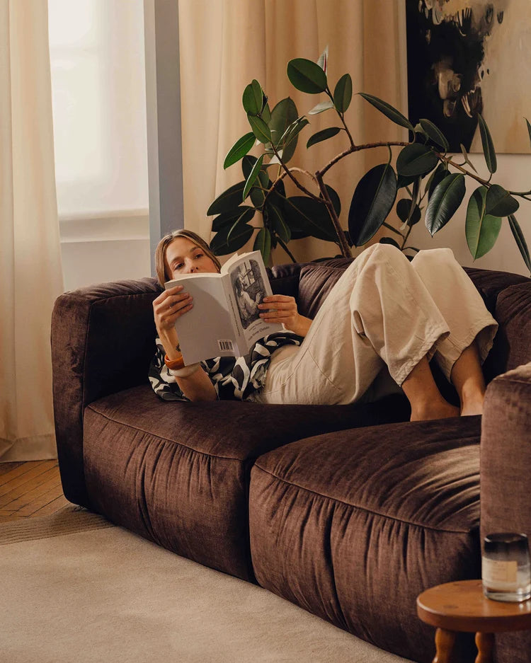 Sofa aus Samt für 2 Personen MARTINA schokoladenbraun