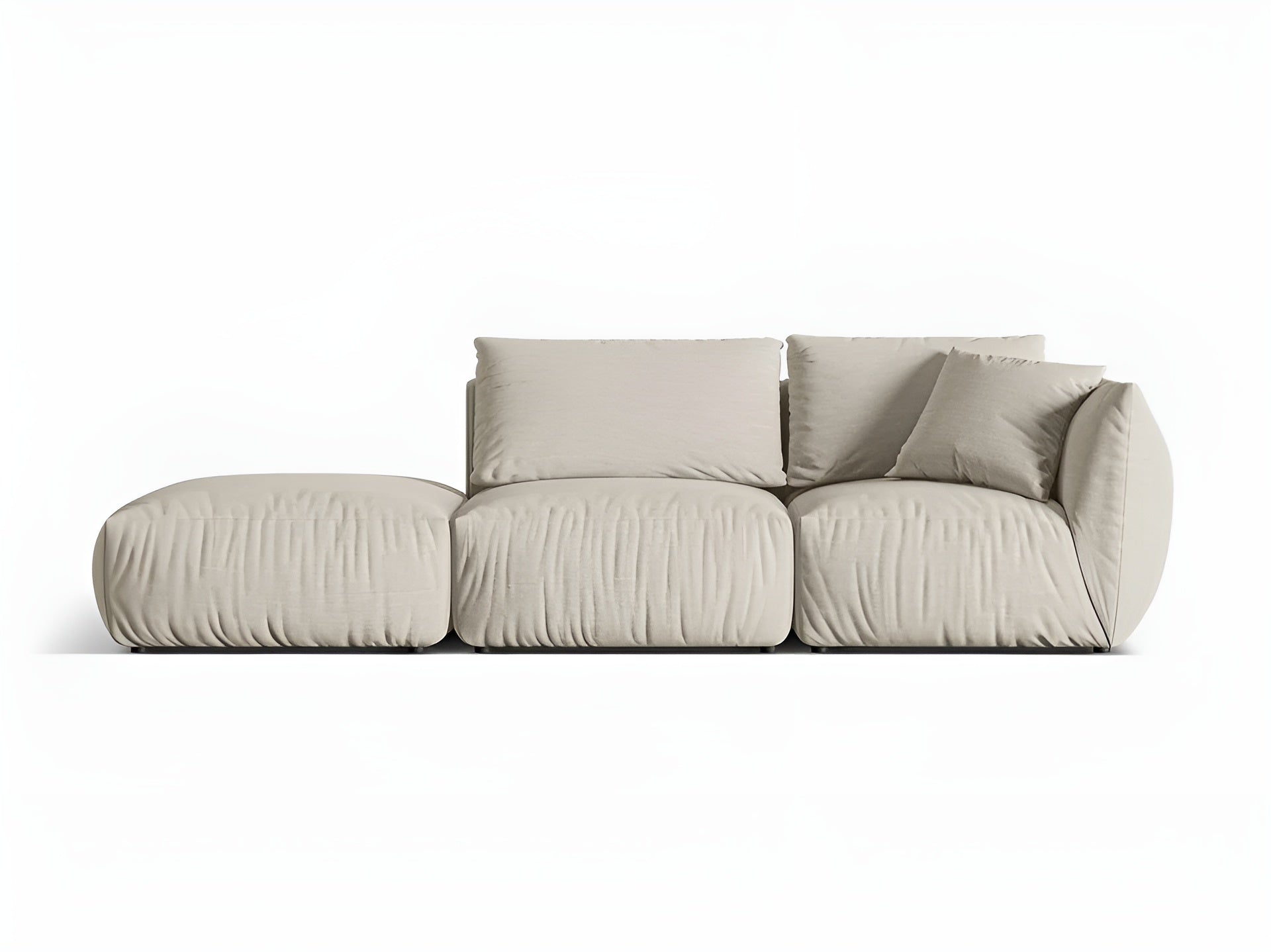 Modulares 3-Sitzer-Sofa links CHRIS creme Chenille