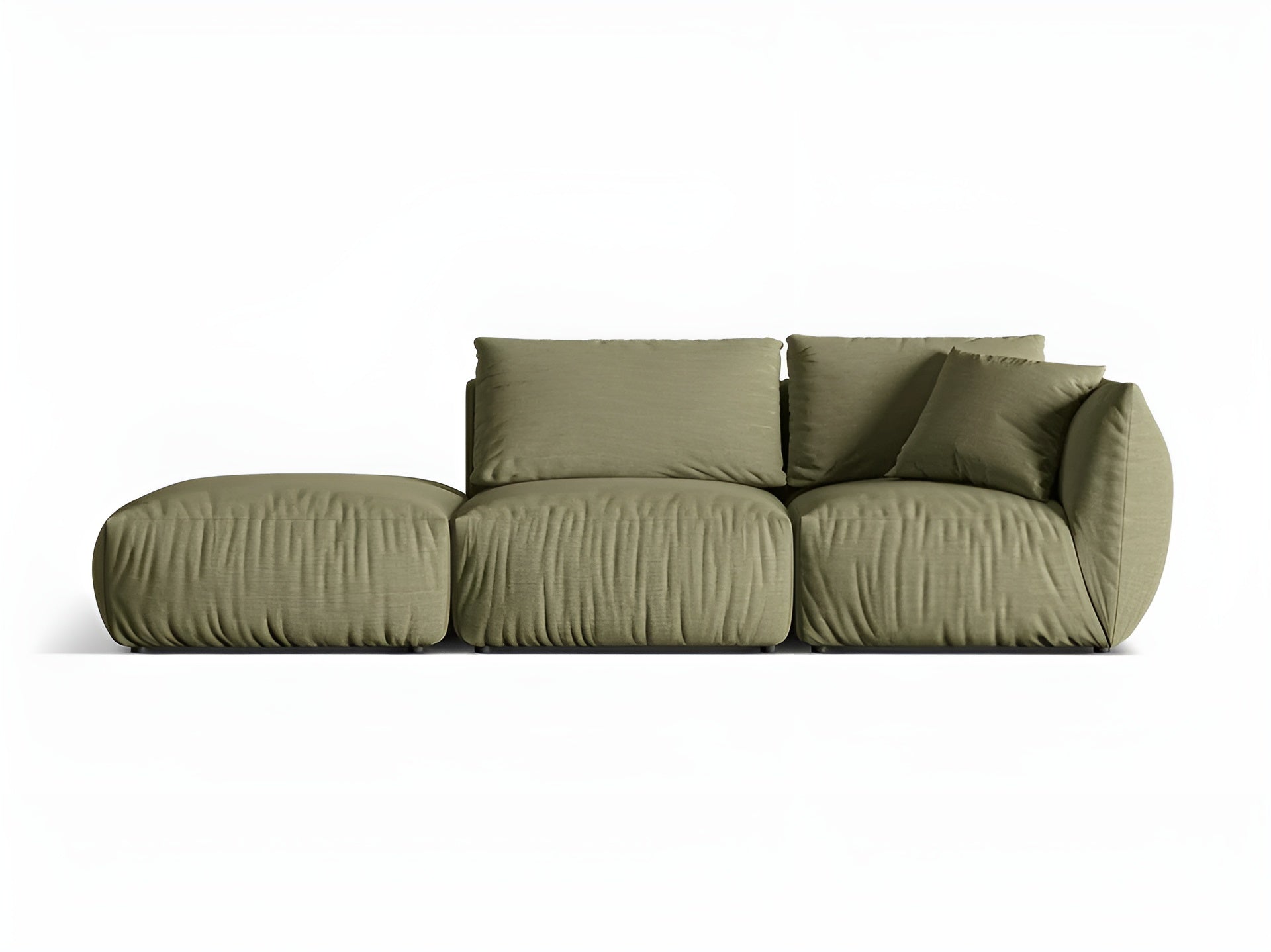 Left-facing 3-seater modular sofa CHRIS light green chenille
