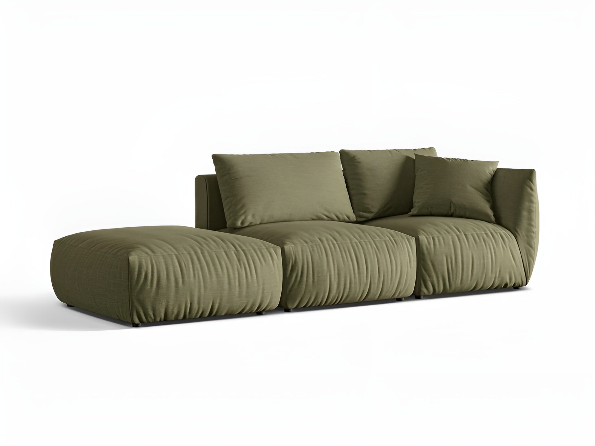 Left-facing 3-seater modular sofa CHRIS light green chenille