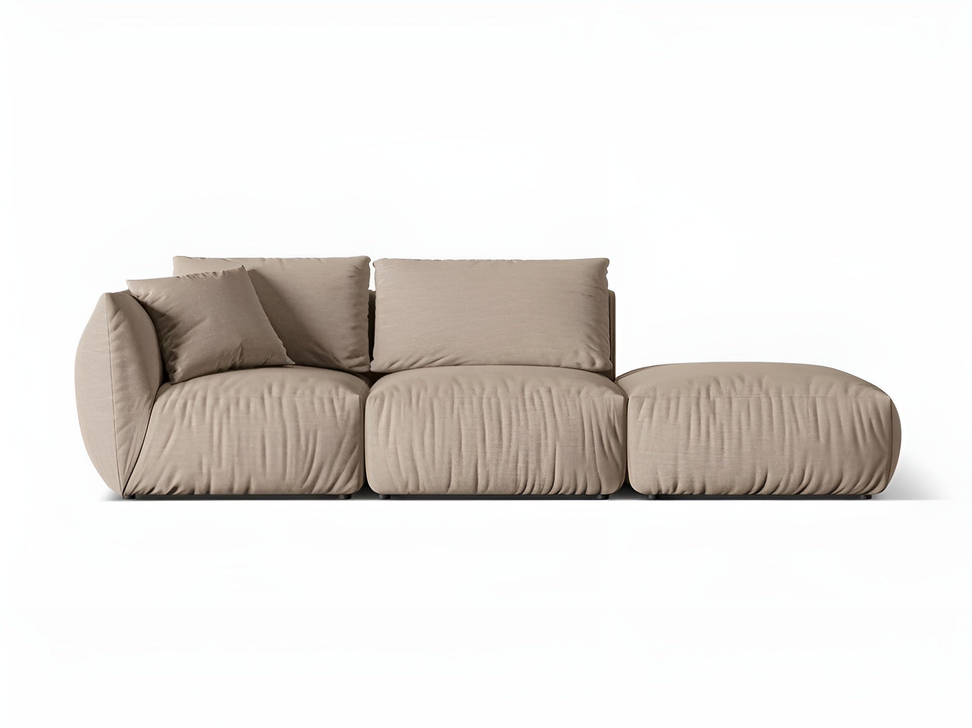 Right-facing 3-seater modular sofa CHRIS in sandy chenille