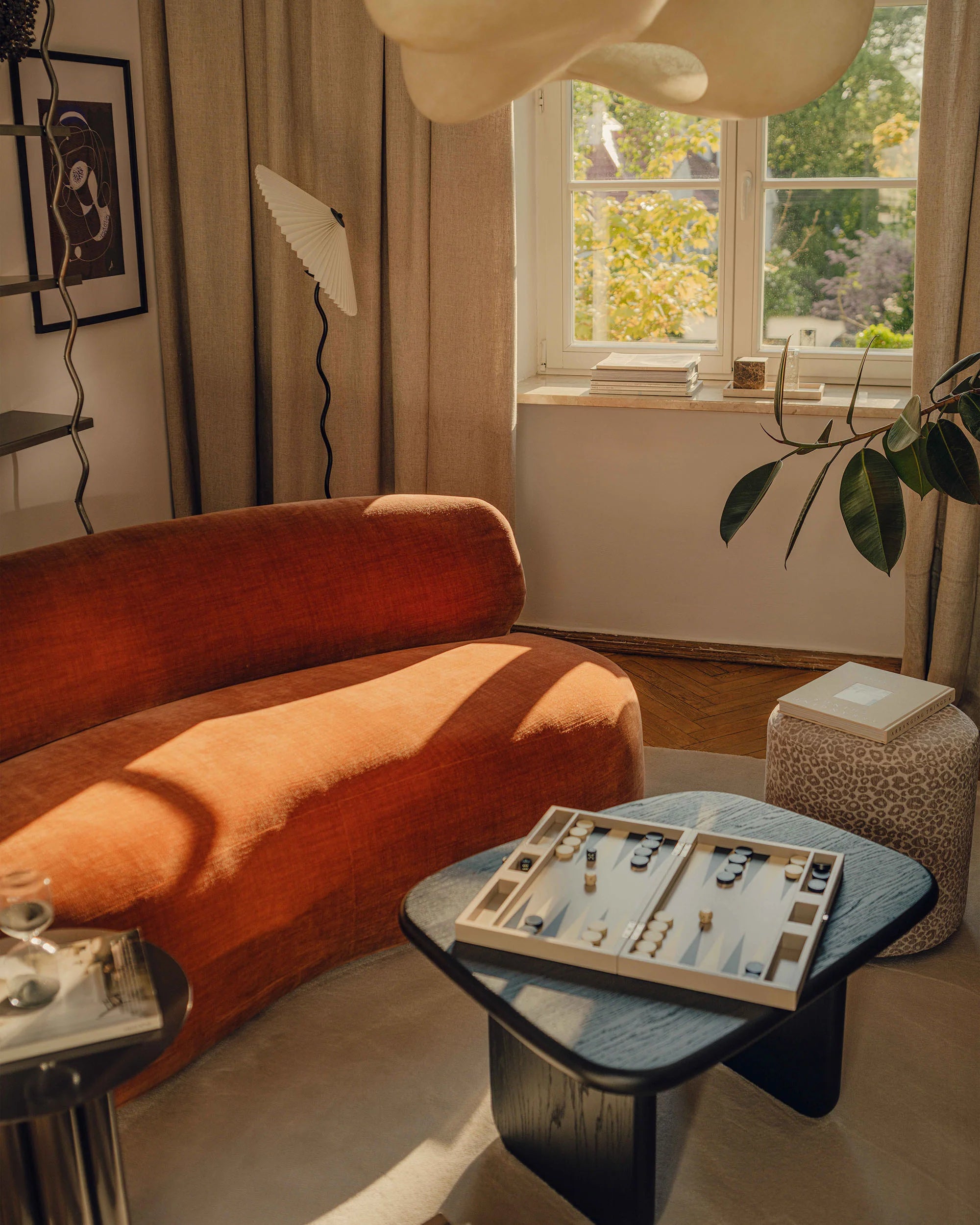 Sofa für 3 Personen AURA in ziegelrotem Chenille