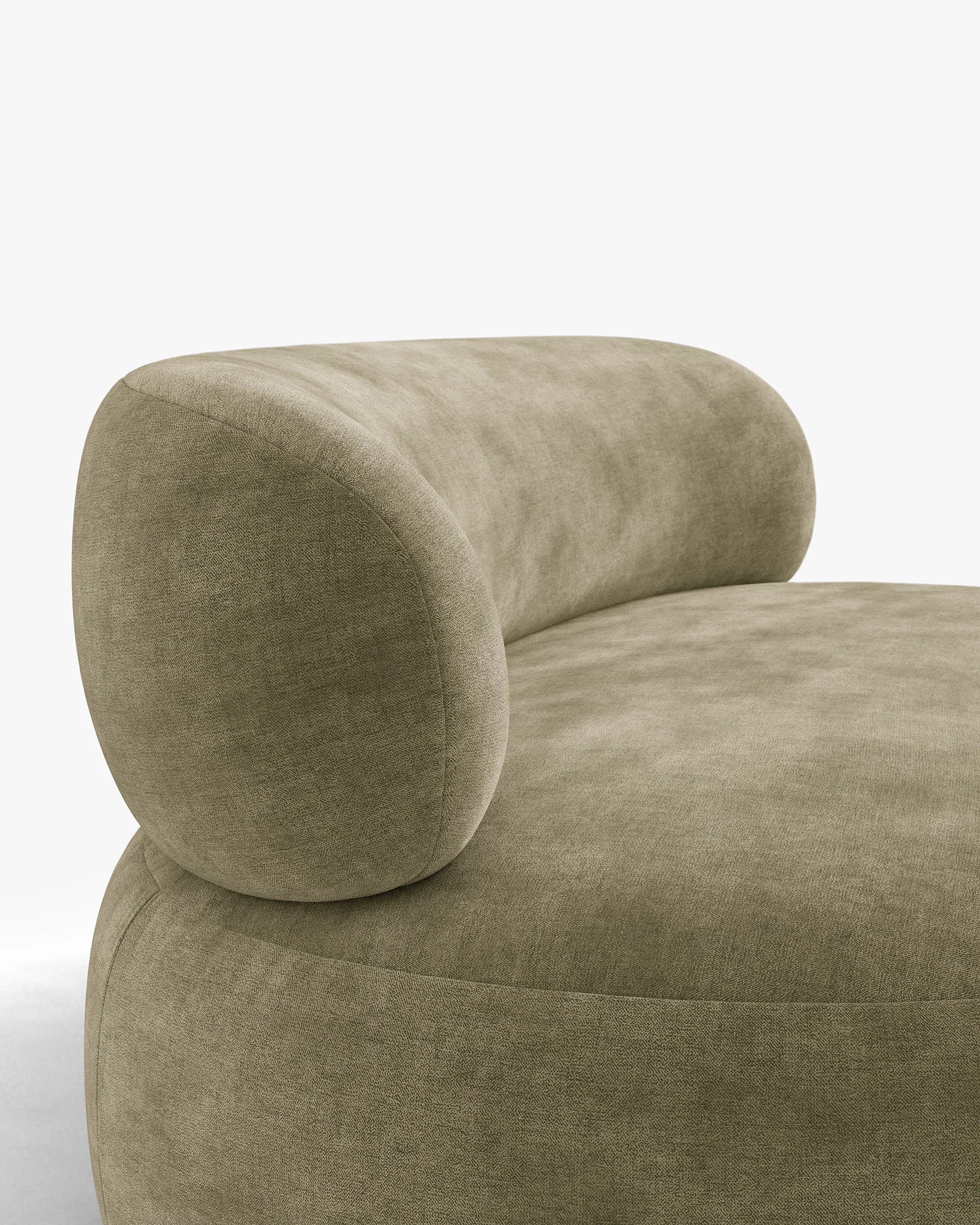 Sofa für 3 Personen AURA in hellolivgrünem Chenille