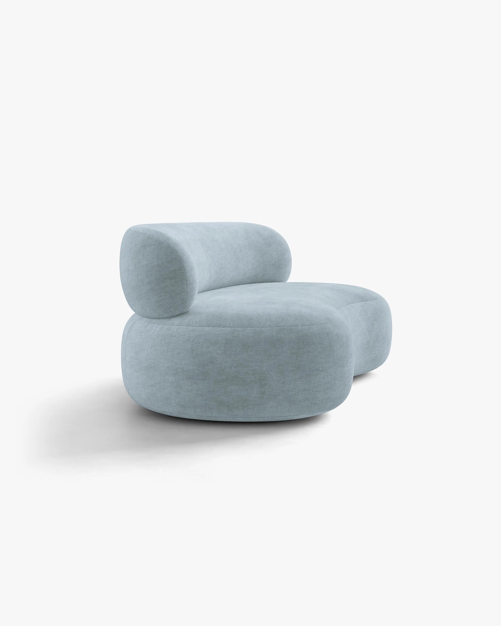 Sofa für 3 Personen AURA in pastellblauem Chenille