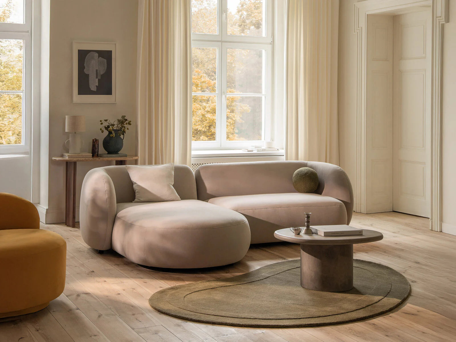Sofa für 4 Personen aus schwarzem Samt KATE
