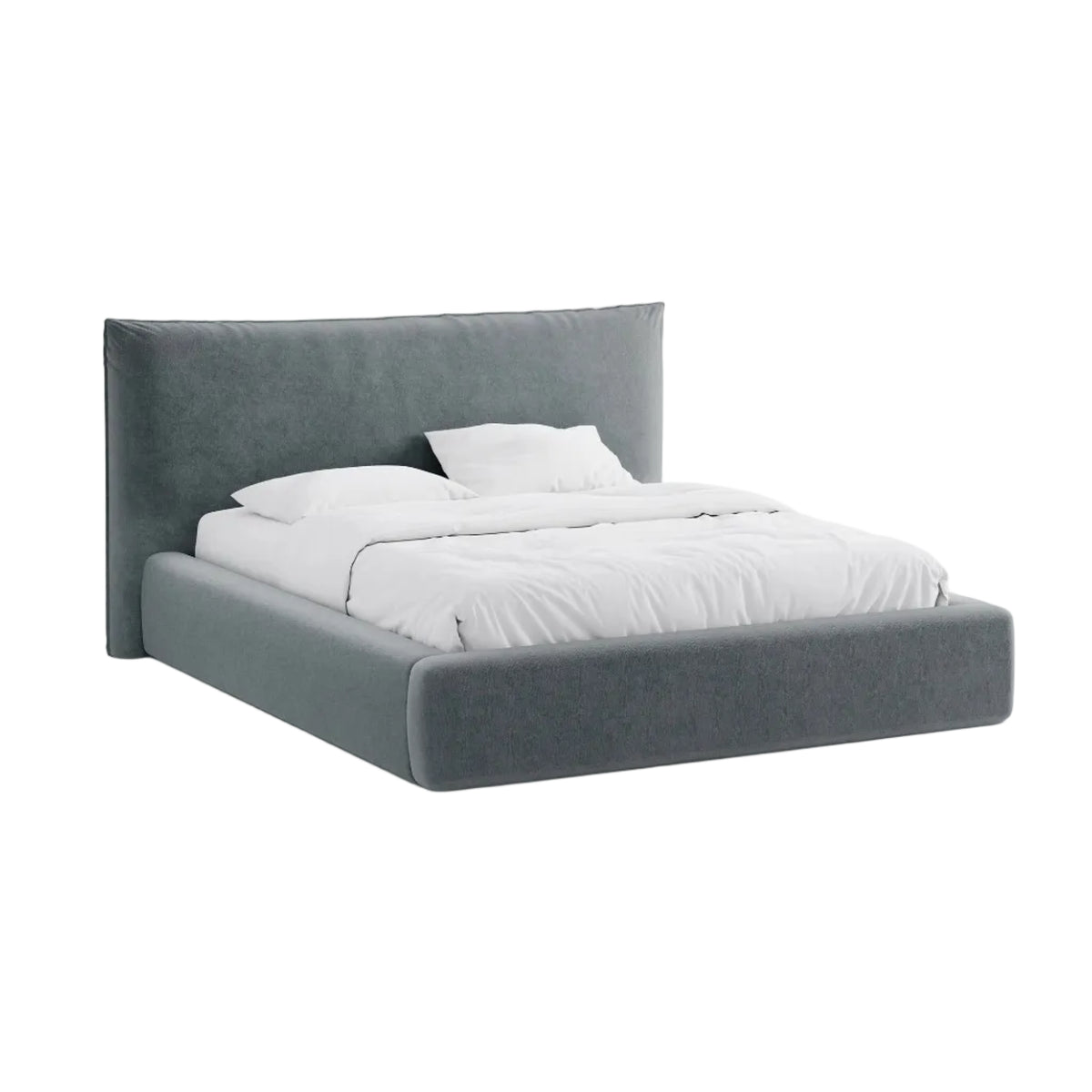 Bett mit Bettkasten KAELLE in grafitfarbenem Chenille