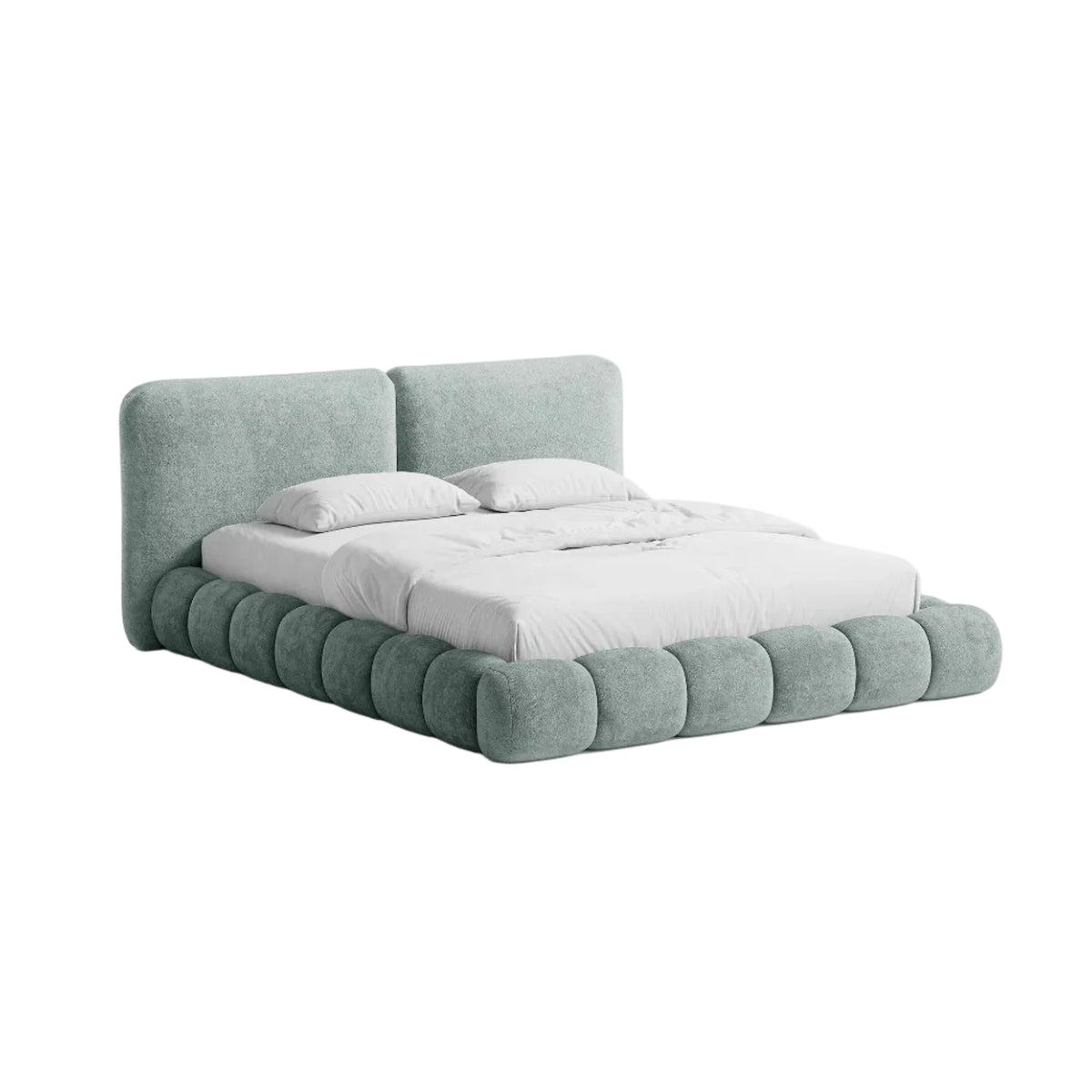 Bett SOLANGE hellblaues Chenille