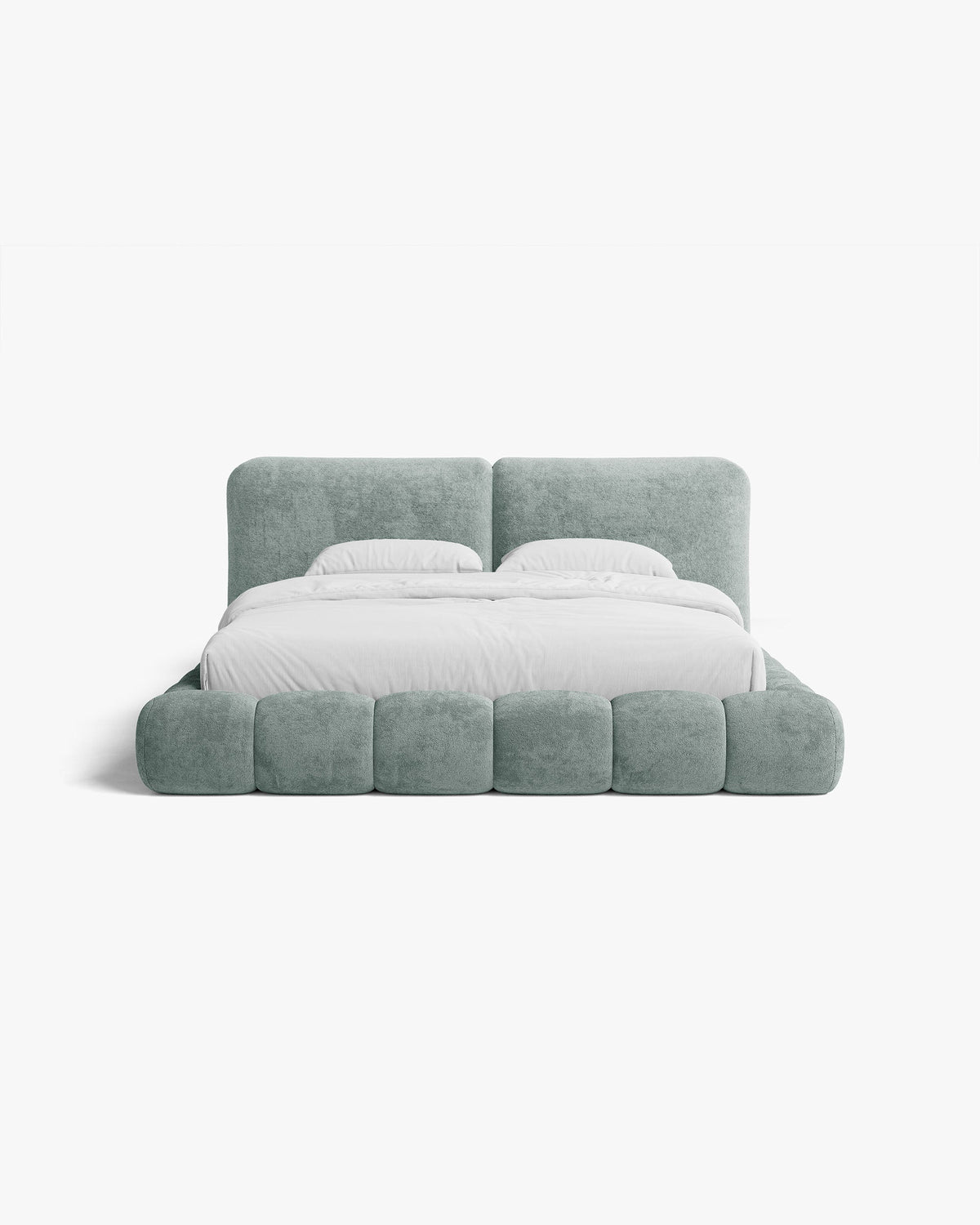 Bett SOLANGE hellblaues Chenille