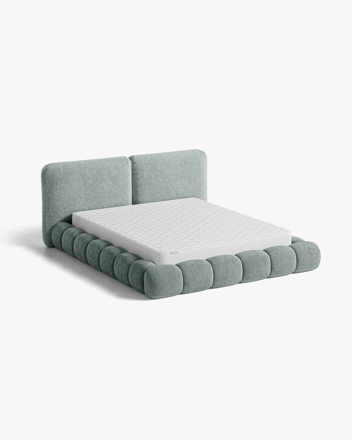 Bett SOLANGE hellblaues Chenille