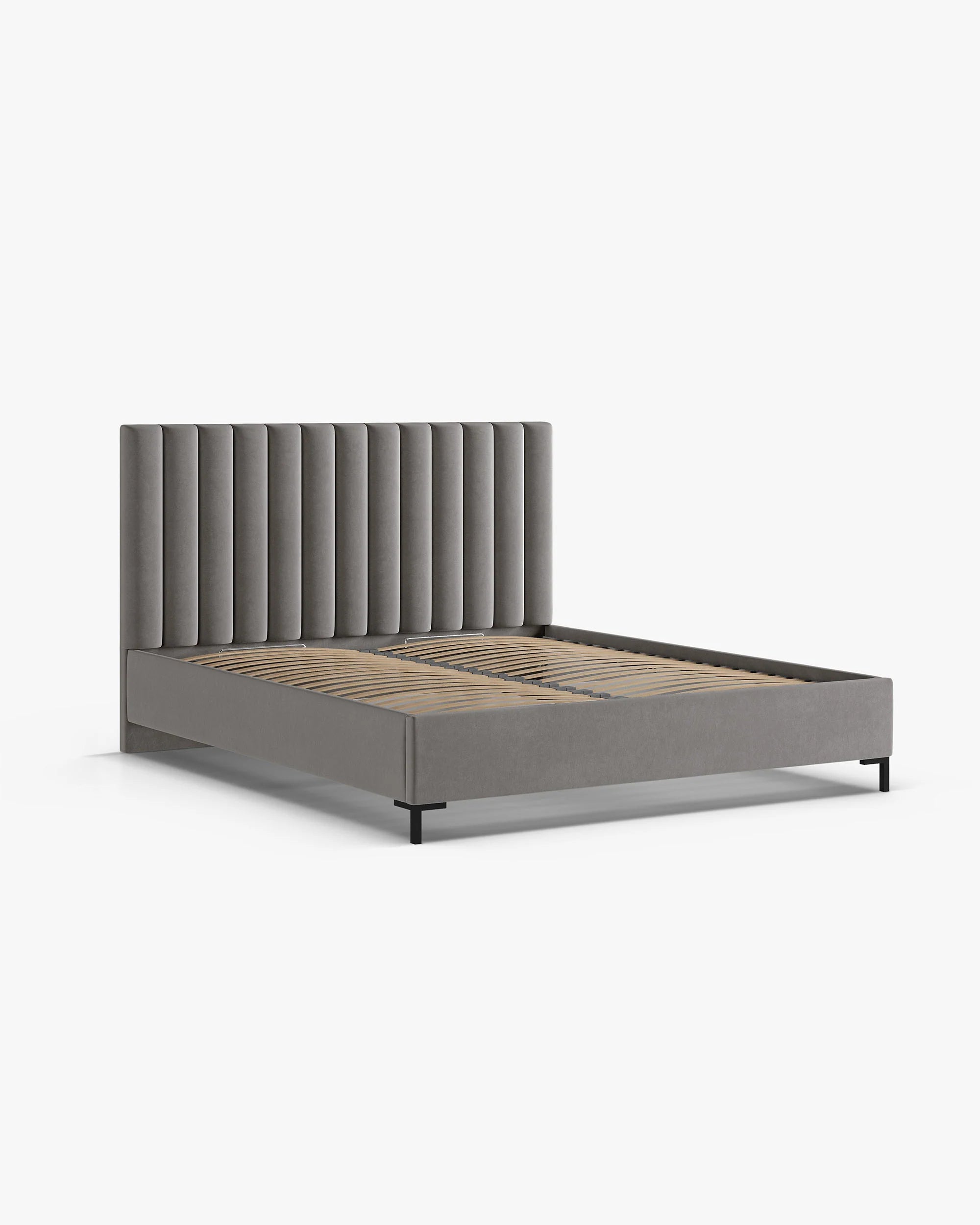 Samt-Bett mit Bettkasten ALLISON grau