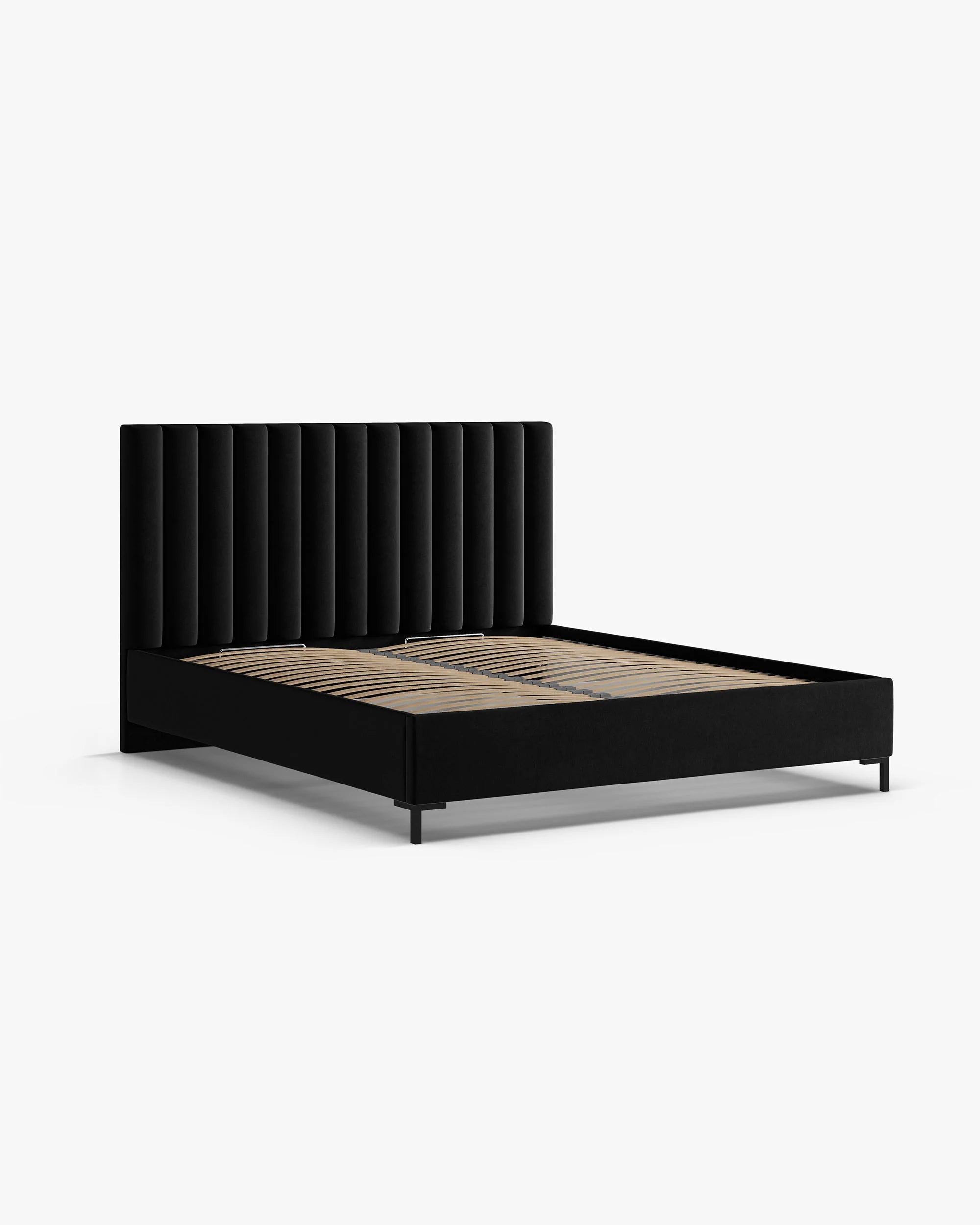 Samt-Bett mit Bettkasten ALLISON schwarz