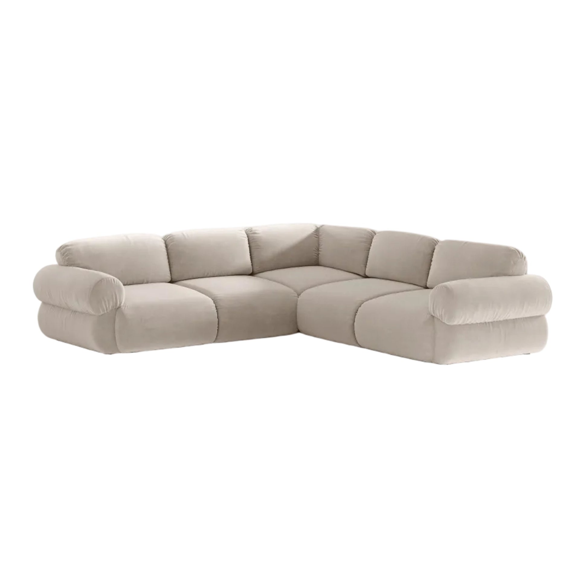 Symmetrische Samt-Eckcouch OPHELIA in Beige