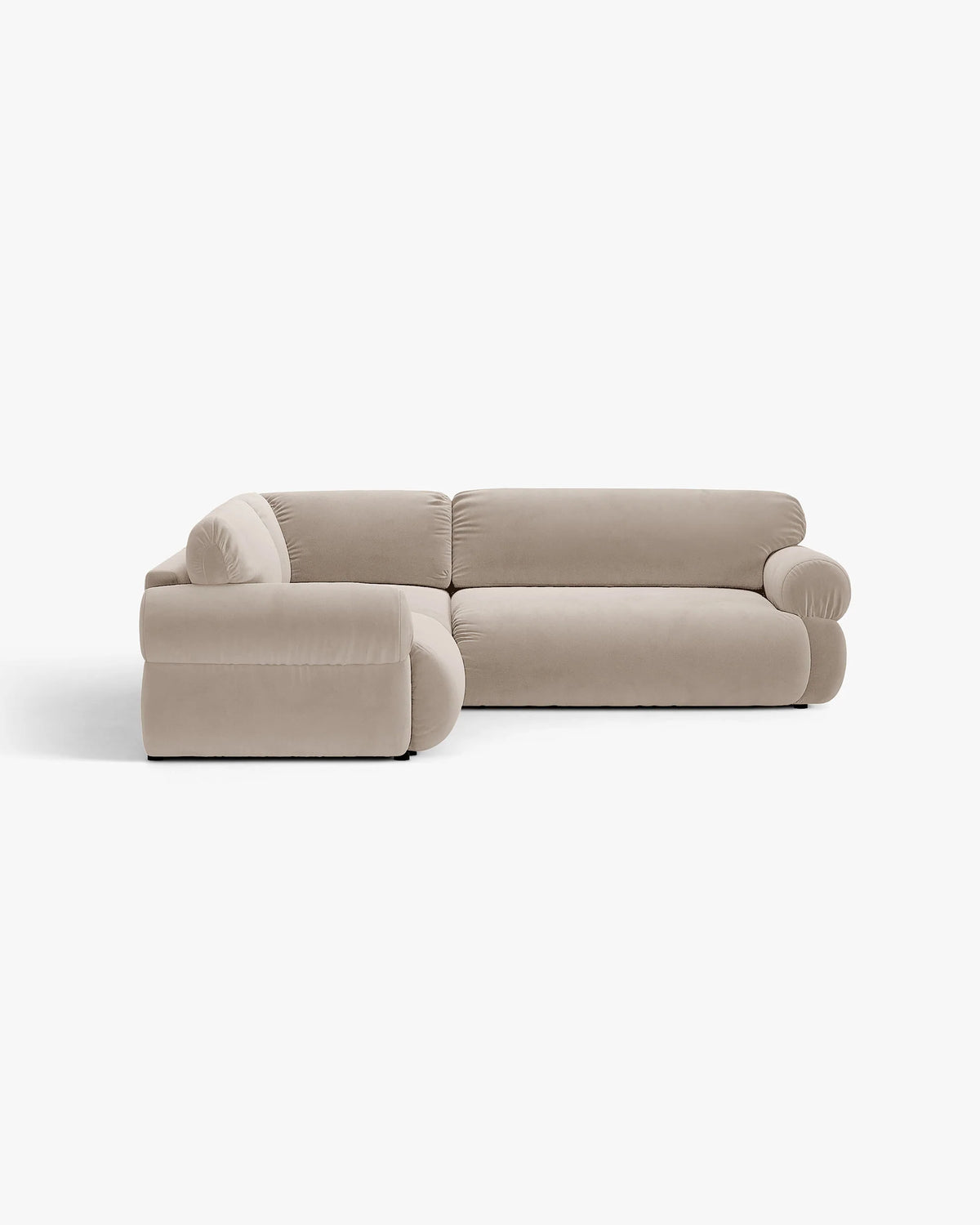 Symmetrische Samt-Eckcouch OPHELIA beige