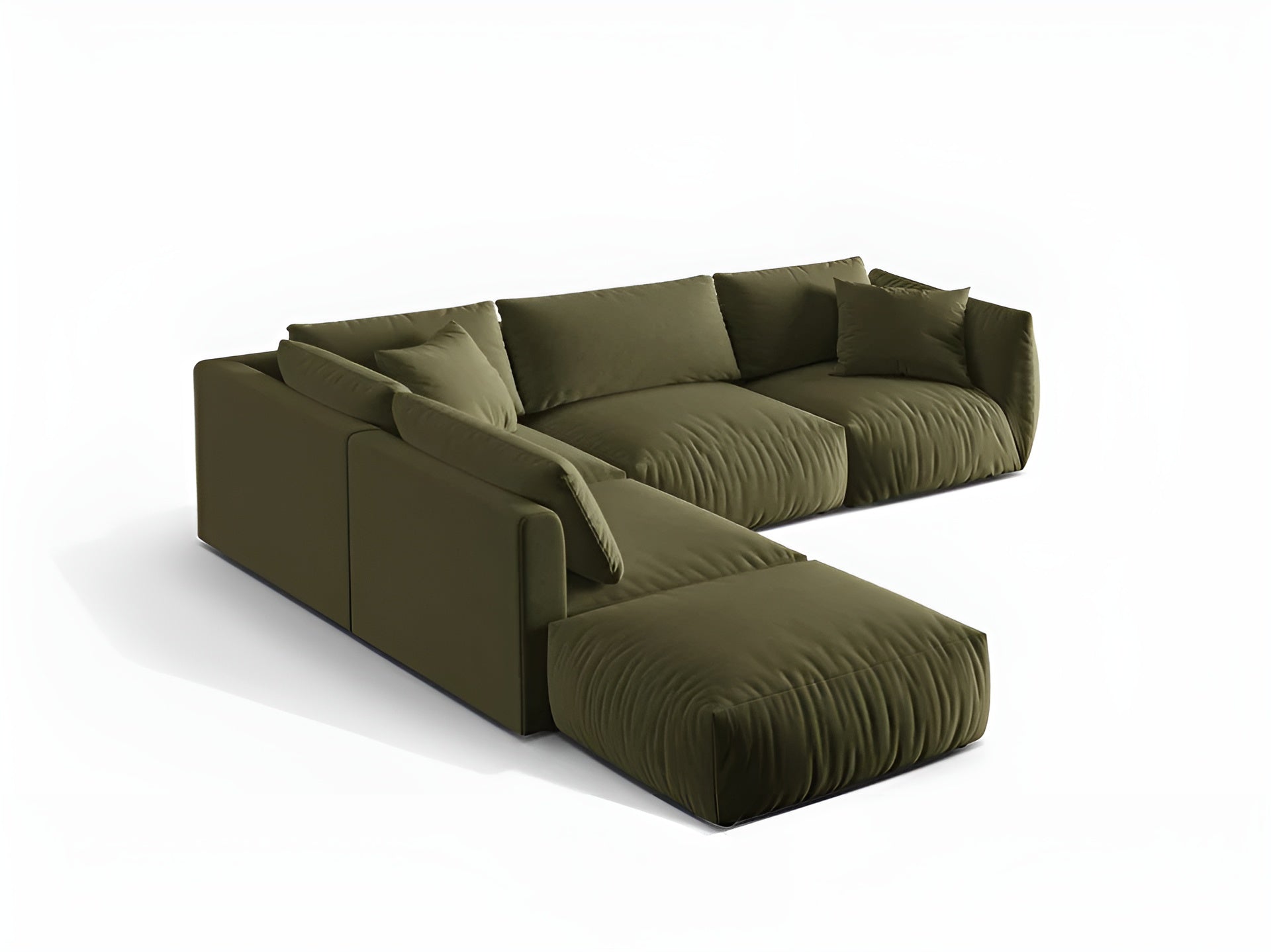 Velvet modular corner sofa for 4 people, left-sided, CHRIS in light green