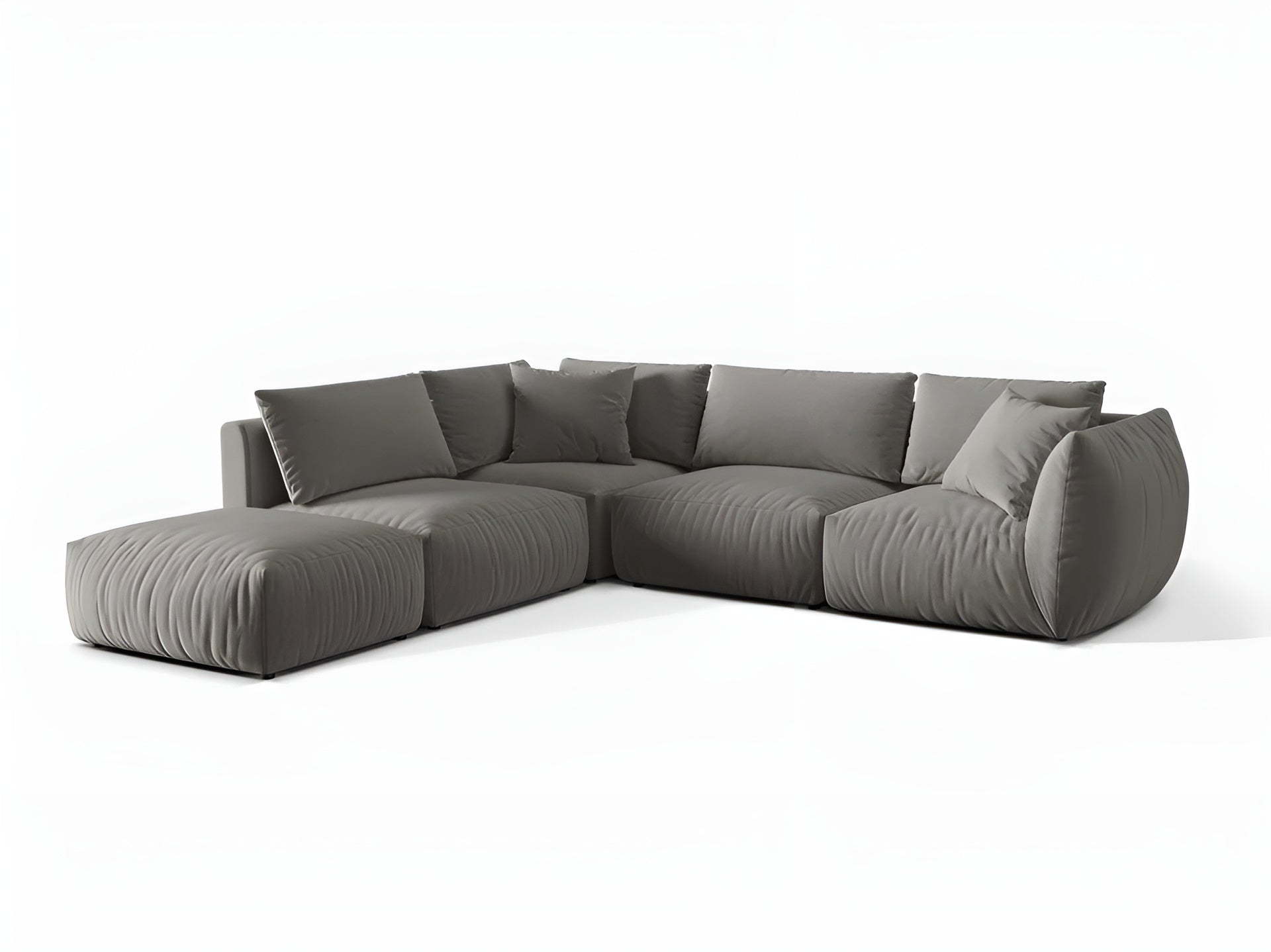 Modulares Samtsofa für 4 Personen, linksseitig CHRIS, grau