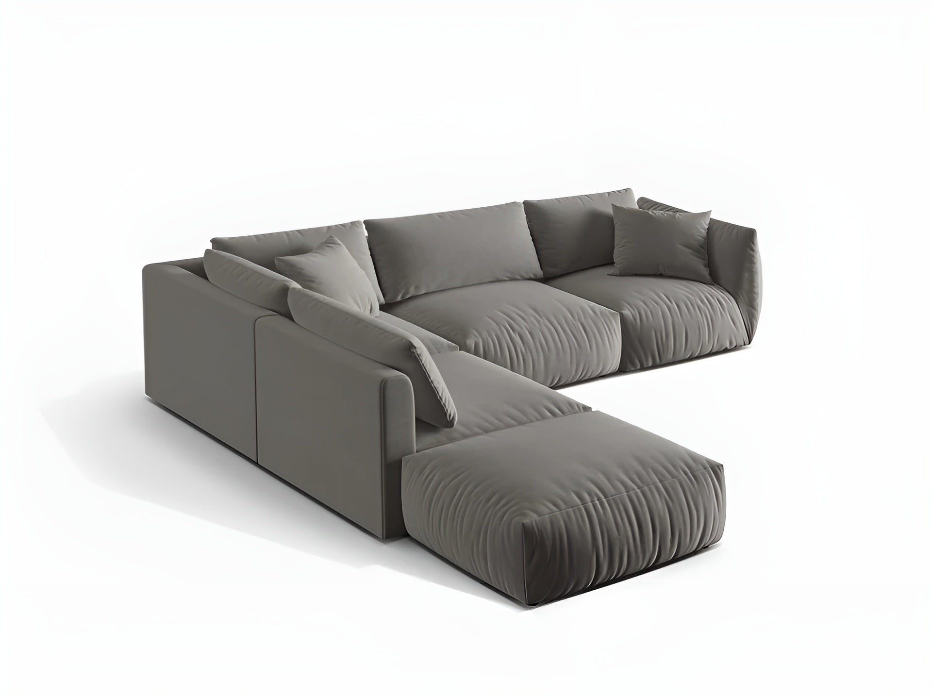 Modulares Samtsofa für 4 Personen, linksseitig CHRIS, grau