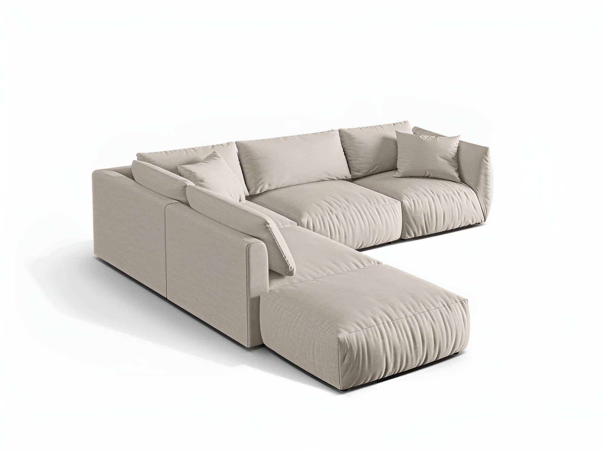 Left-facing modular corner sofa for 4 people CHRIS cream chenille