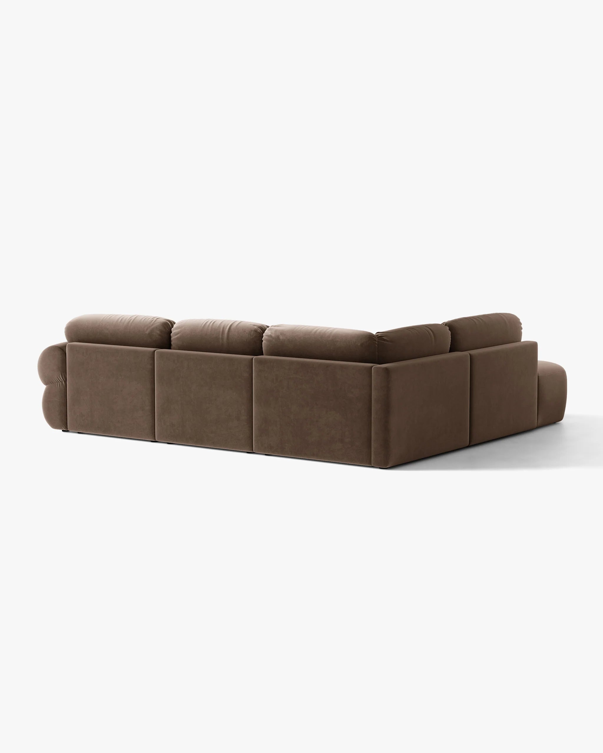Samt-Ecksofa links OPHELIA in Schokoladenfarbe