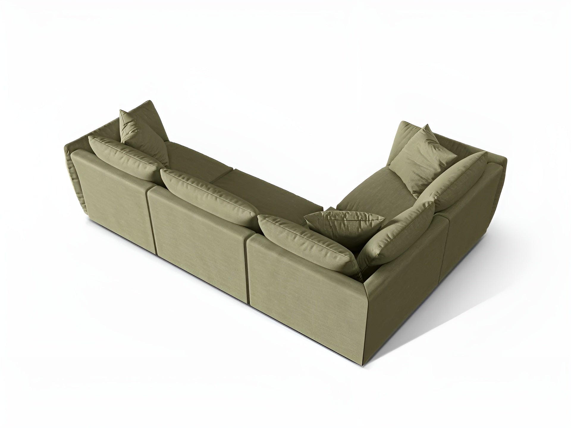 Left-facing 4-seater corner sofa CHRIS light green chenille