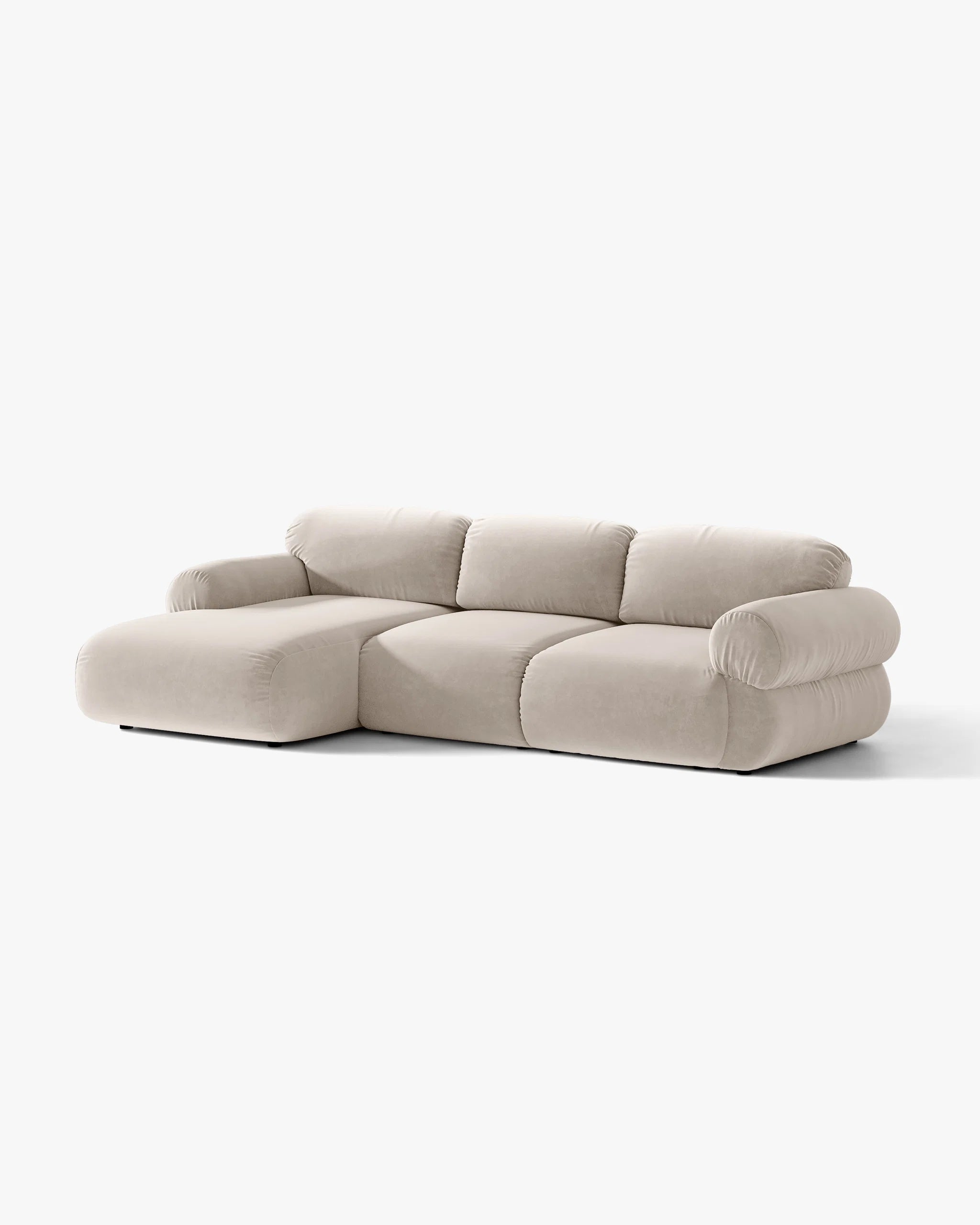 3-sitziger Samt-Ecksofa links OPHELIA beige