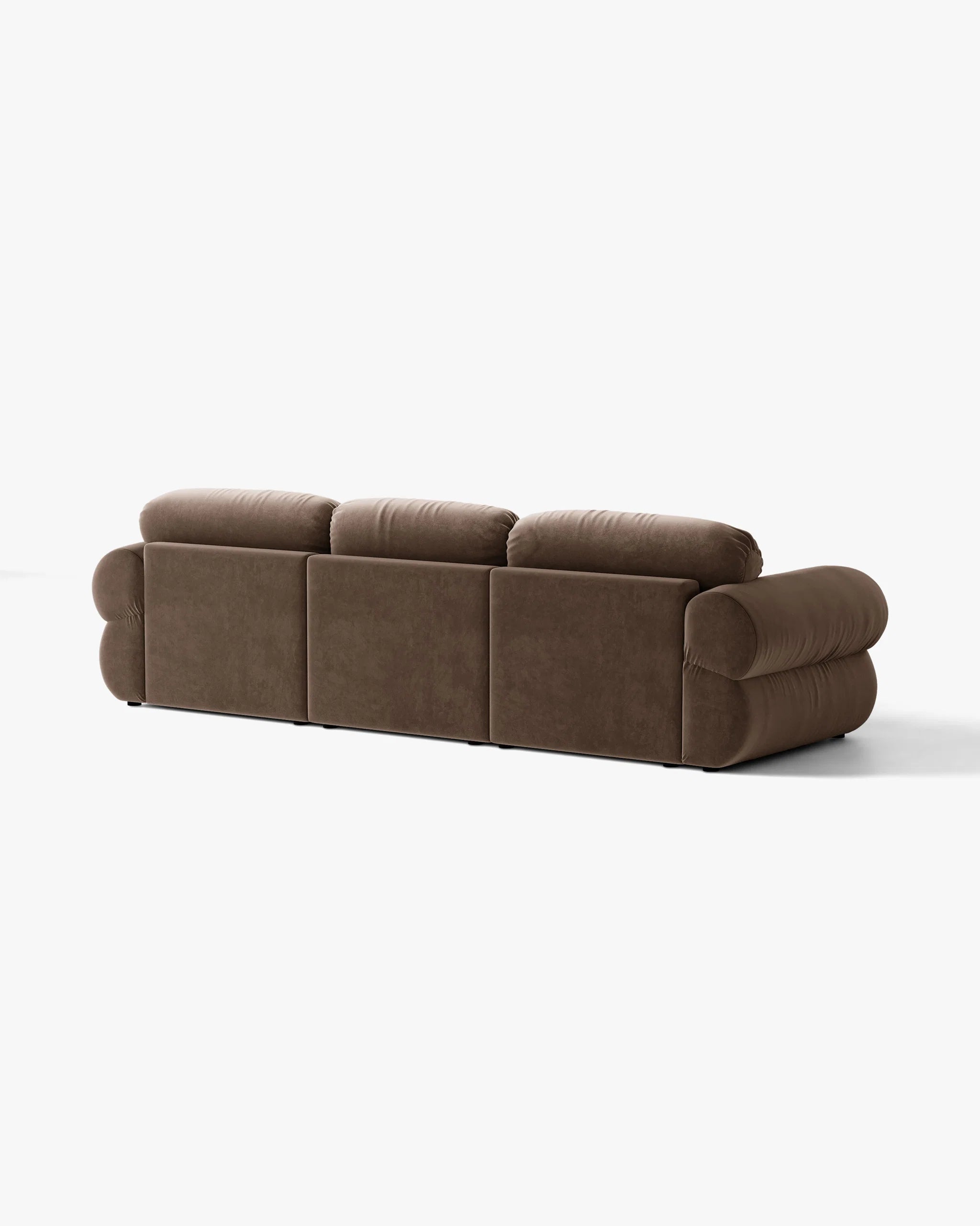 3-sitziger Samt-Ecksofa links OPHELIA in Schokoladenfarbe