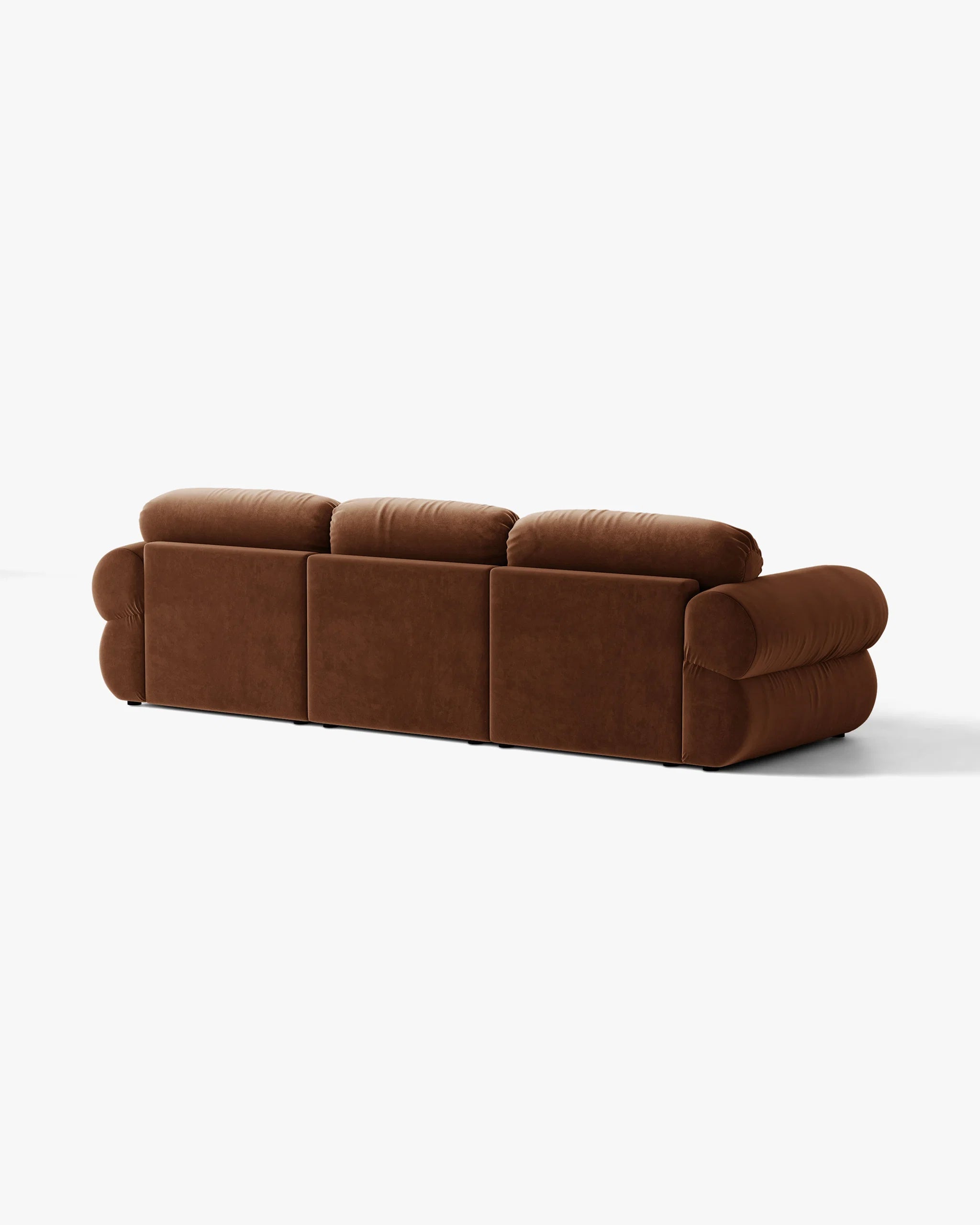 3-sitziger Samt-Ecksofa links OPHELIA in Braun