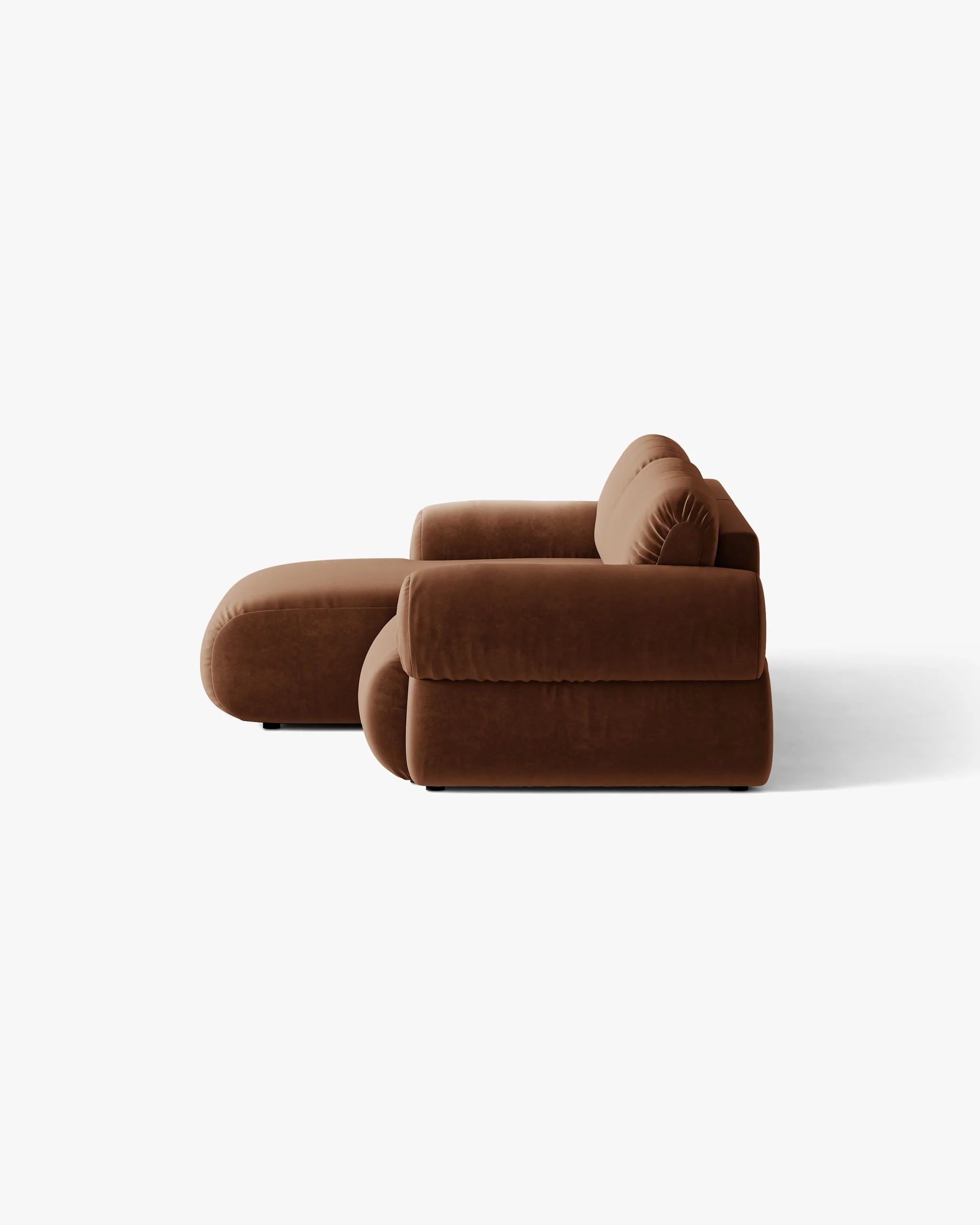 Zweisitzer-Ecksofa aus Samt links OPHELIA braun