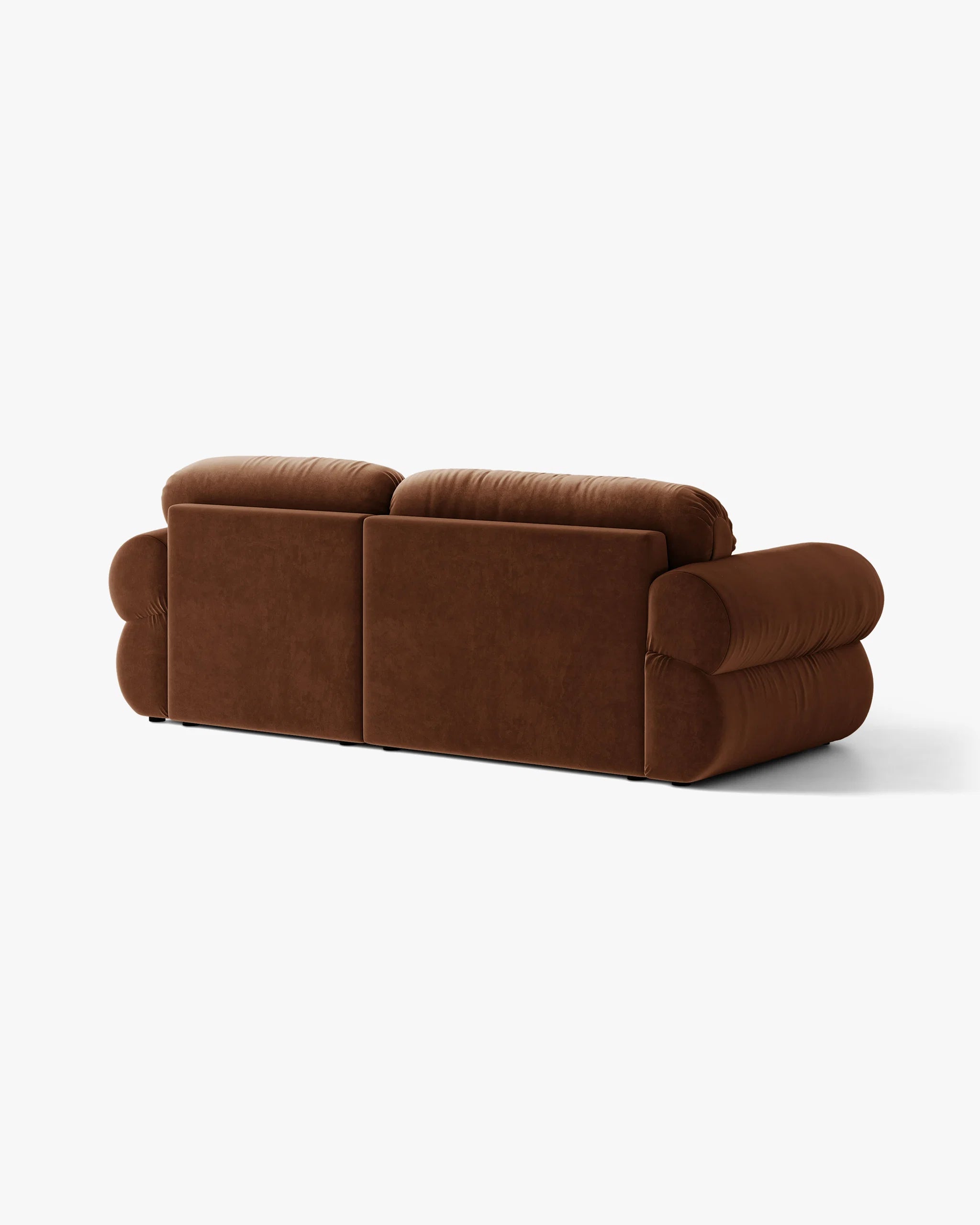 Zweisitzer-Ecksofa aus Samt links OPHELIA braun