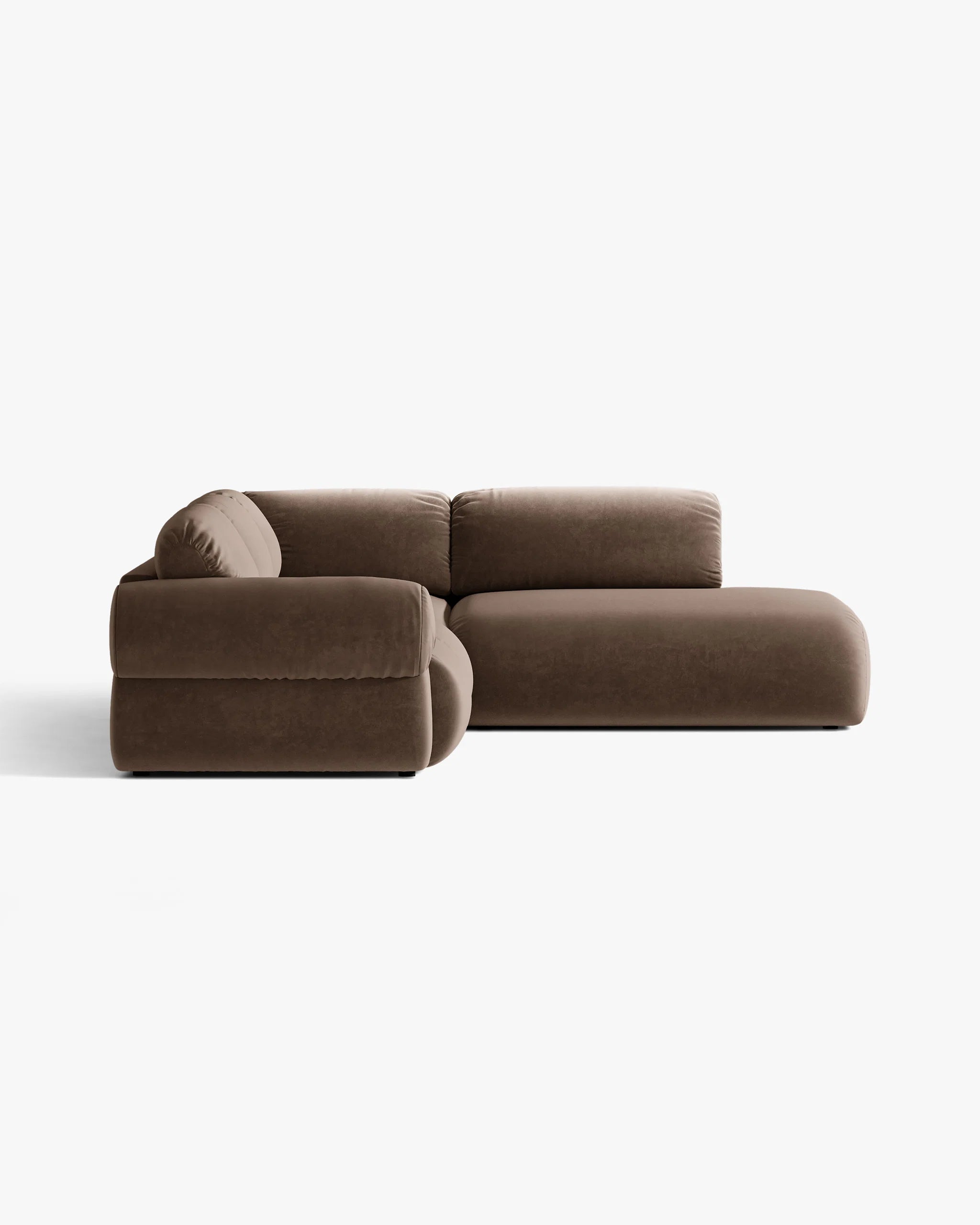 Samt-Ecksofa rechts OPHELIA in Schokoladenfarbe