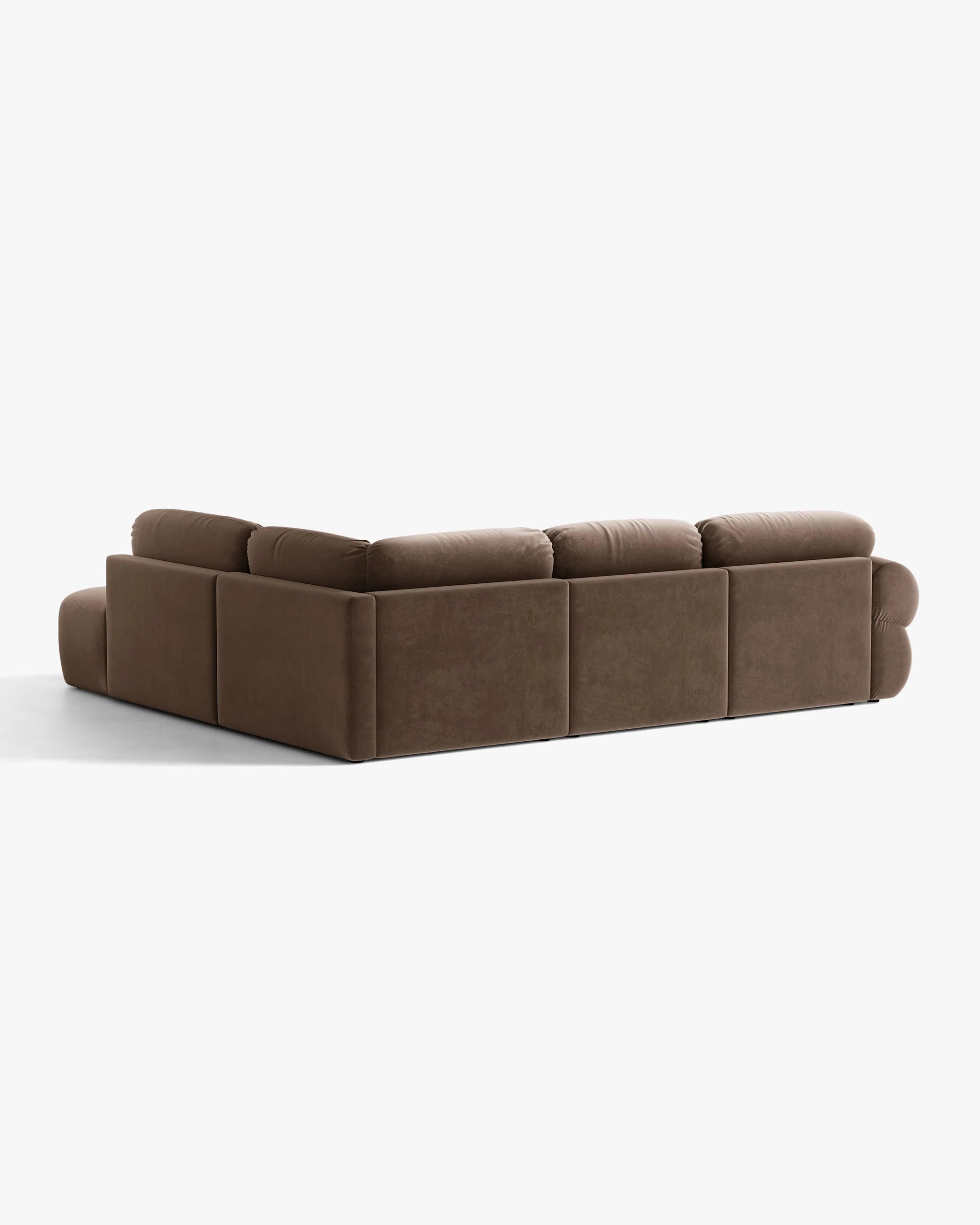Samt-Ecksofa rechts OPHELIA in Schokoladenfarbe