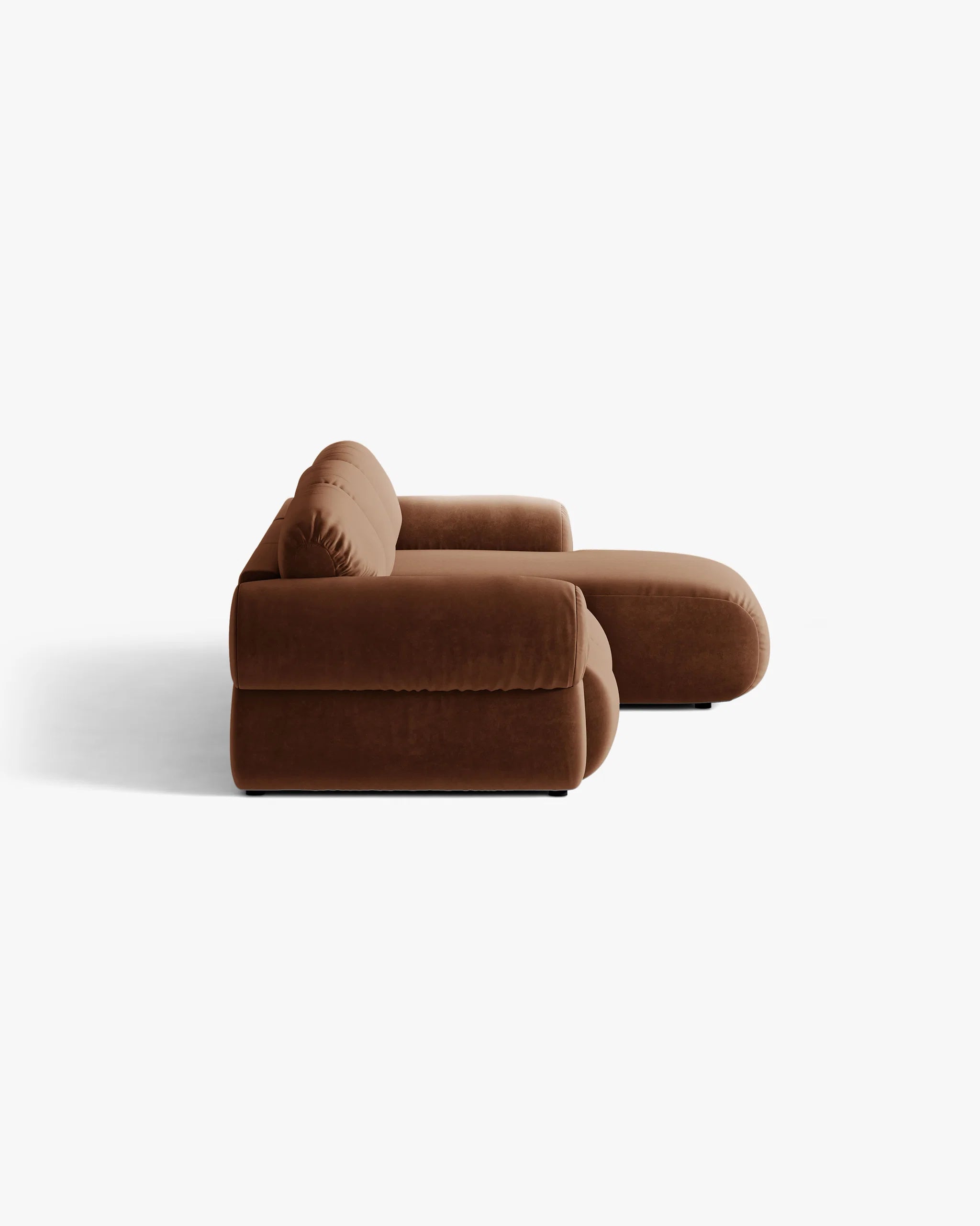 3-sitziger Samt-Ecksofa rechts OPHELIA braun
