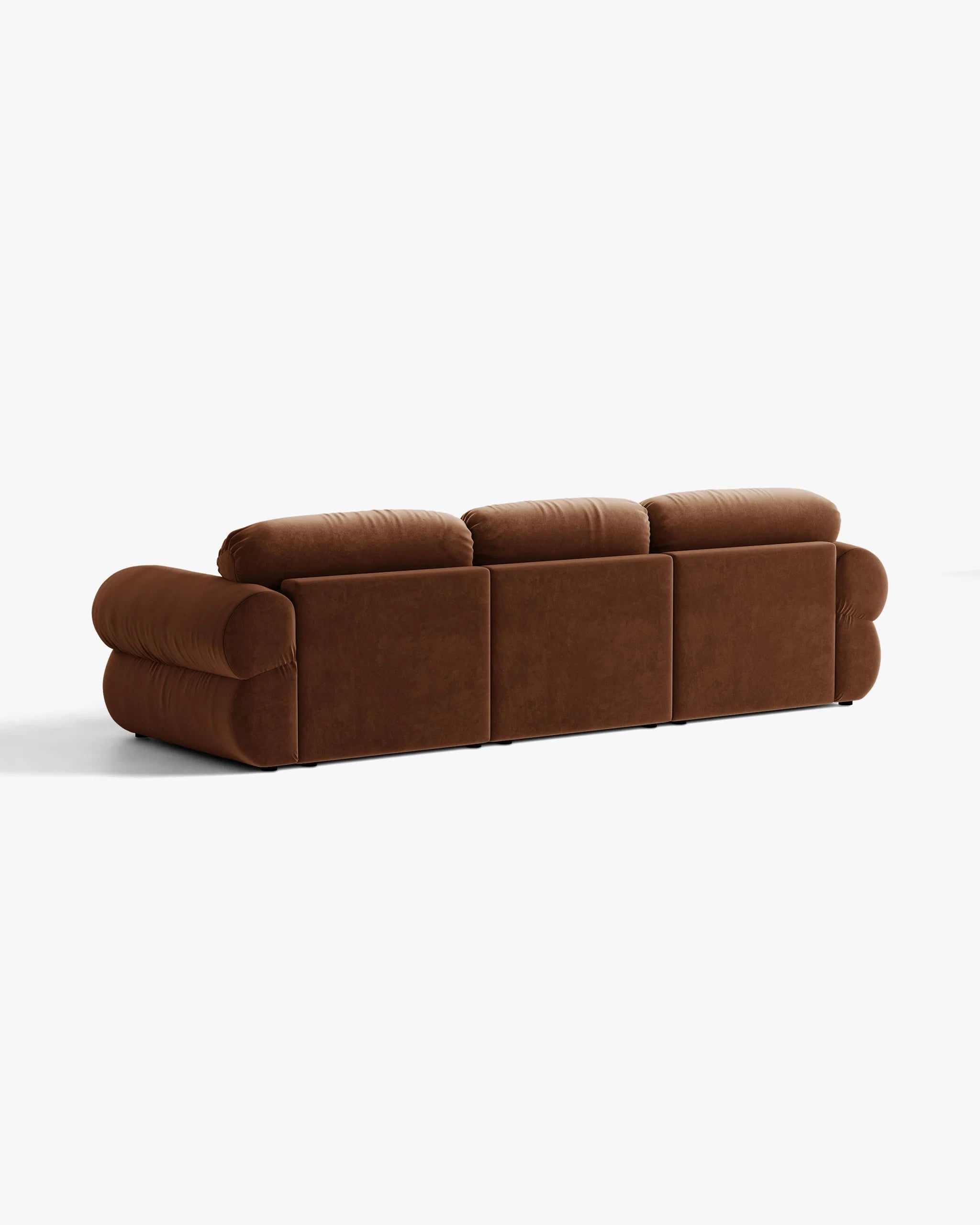 3-sitziger Samt-Ecksofa rechts OPHELIA braun