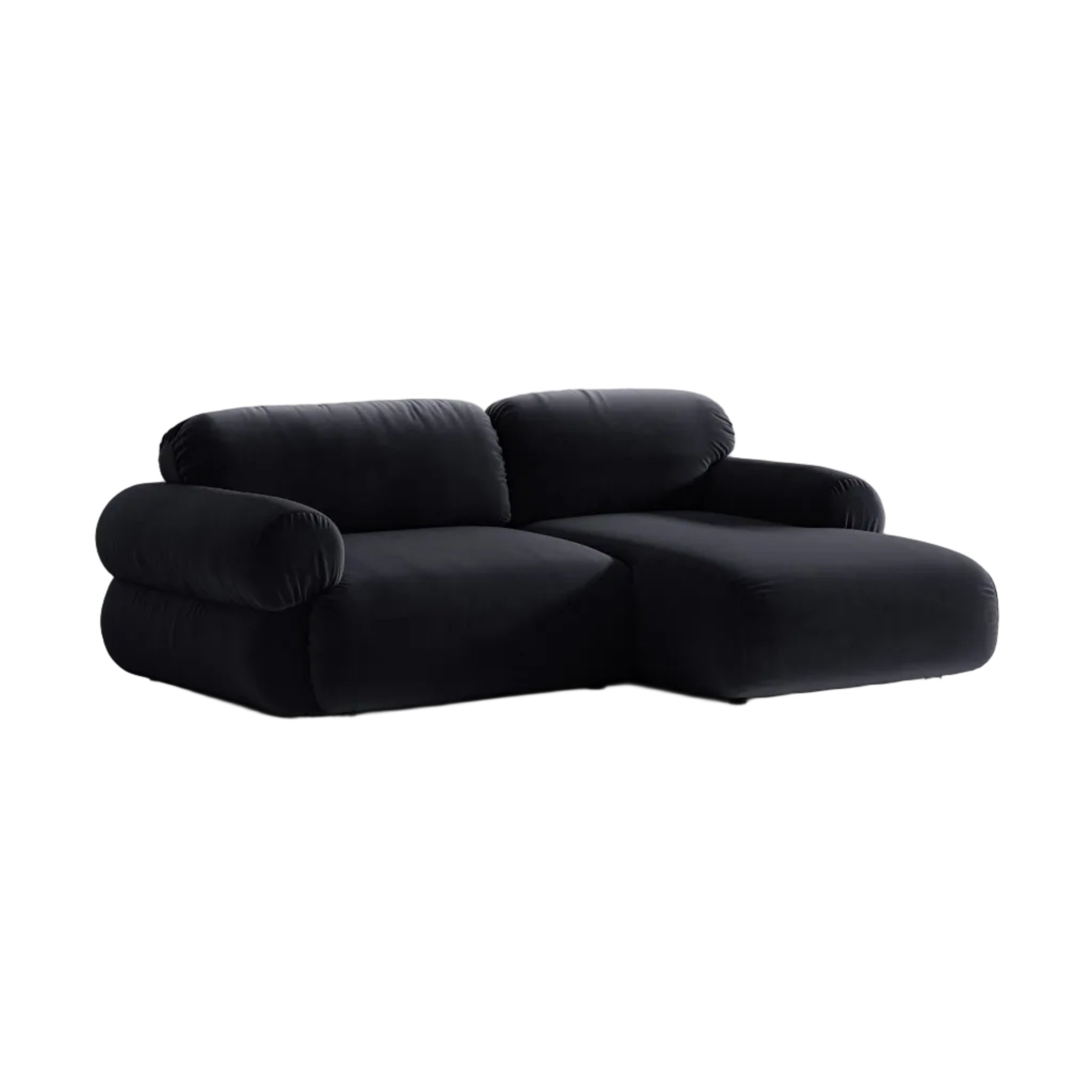 Zweisitzer-Ecksofa aus Samt, rechtsseitig, OPHELIA, königsblau